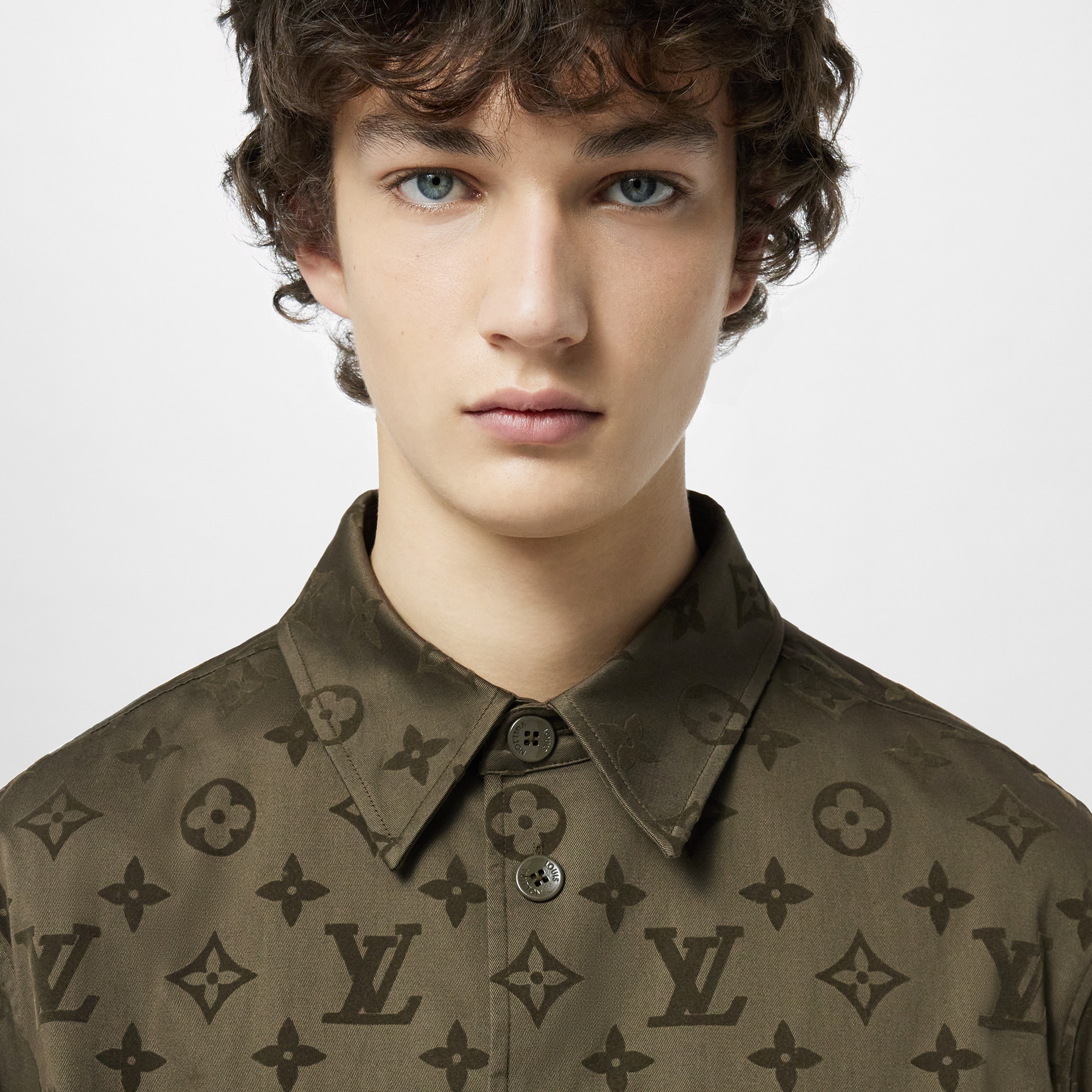เสื้อโอเวอร์เชิ้ตผ้าคอตตอนลาย Monogram  in ผู้ชาย