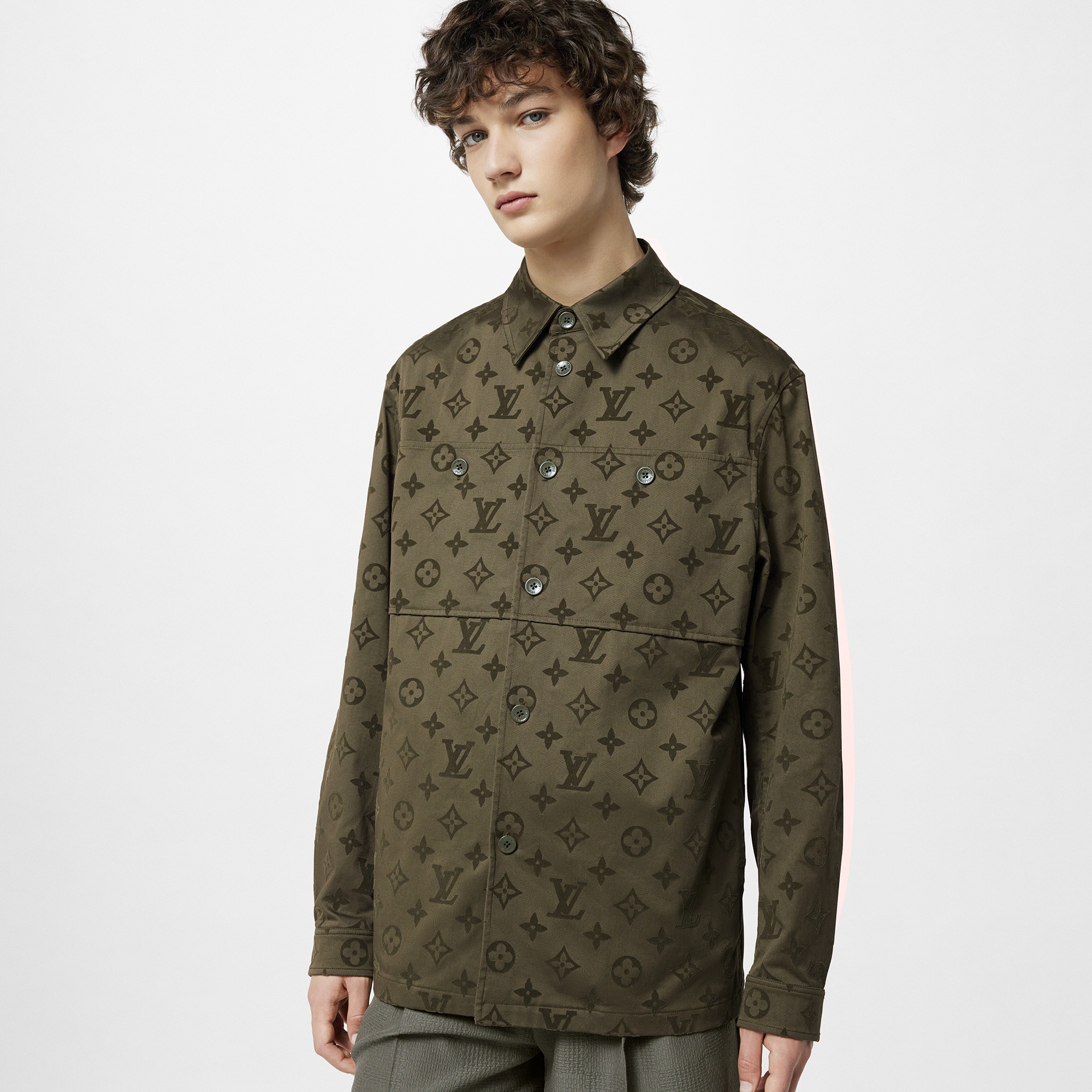 เสื้อโอเวอร์เชิ้ตผ้าคอตตอนลาย Monogram  in ผู้ชาย