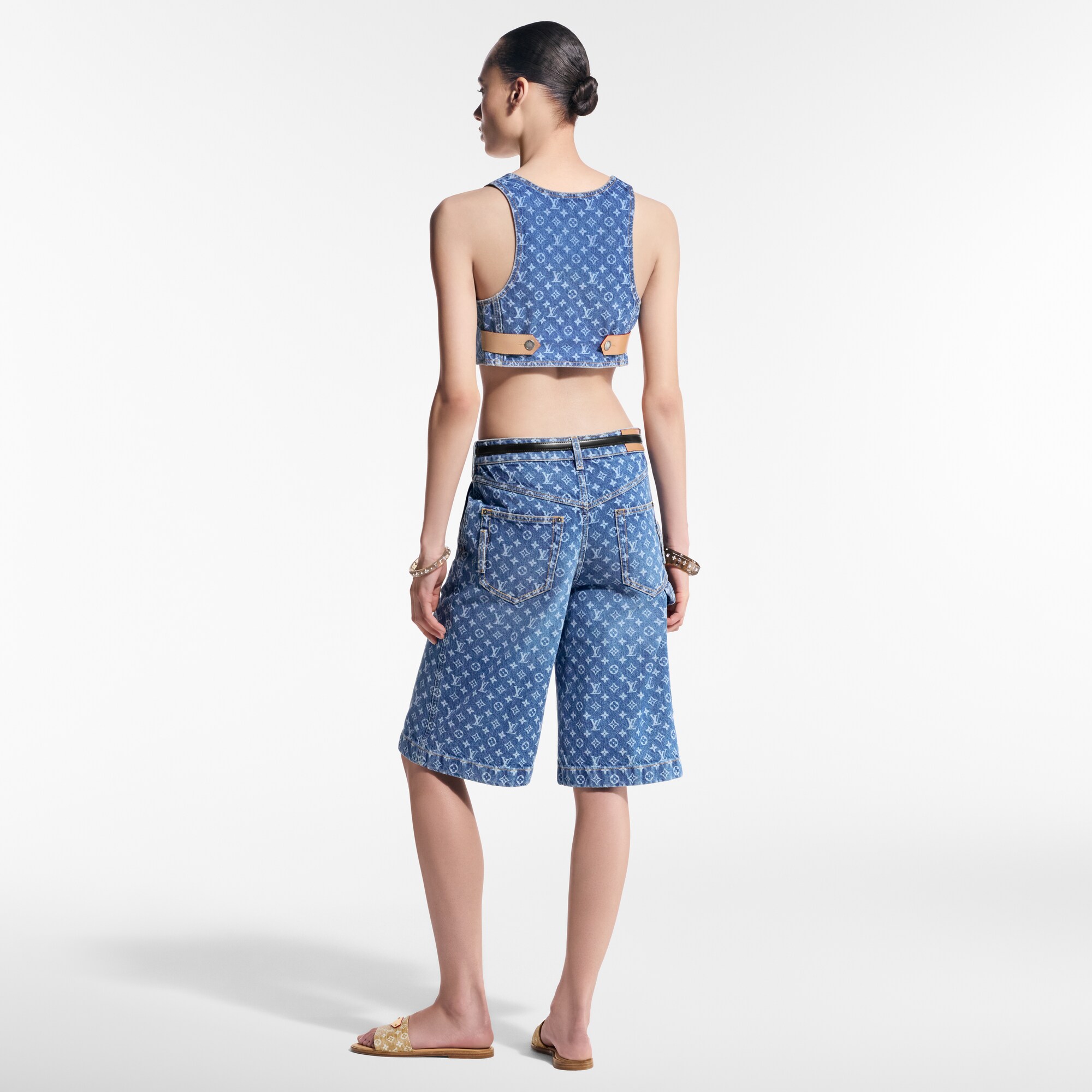 เสื้อครอป Monogram Denim  in ผู้หญิง