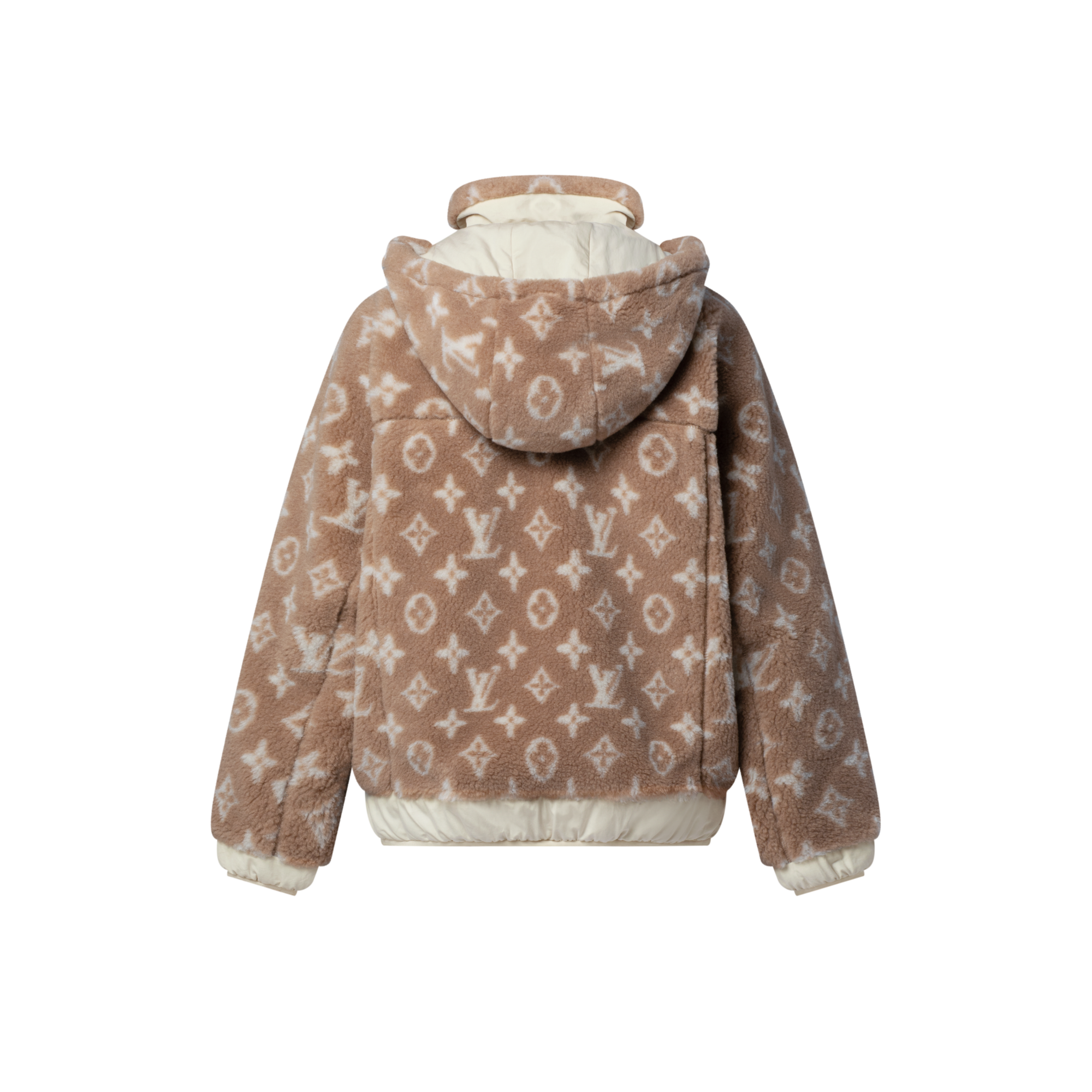 เสื้อแจ็คเก็ตมีฮู้ดผ้าฟลีซลาย Monogram  in ผู้หญิง