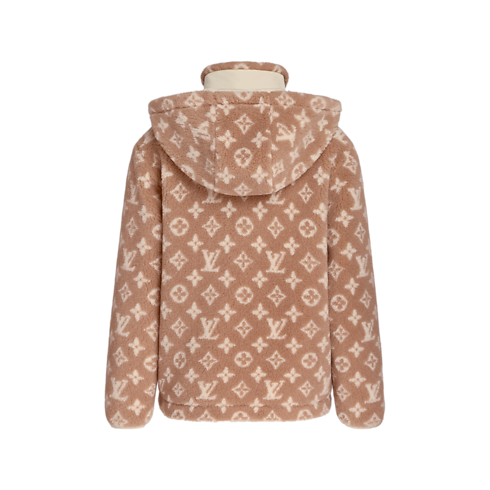 เสื้อแจ็คเก็ตมีฮู้ดผ้าฟลีซลาย Monogram back view
