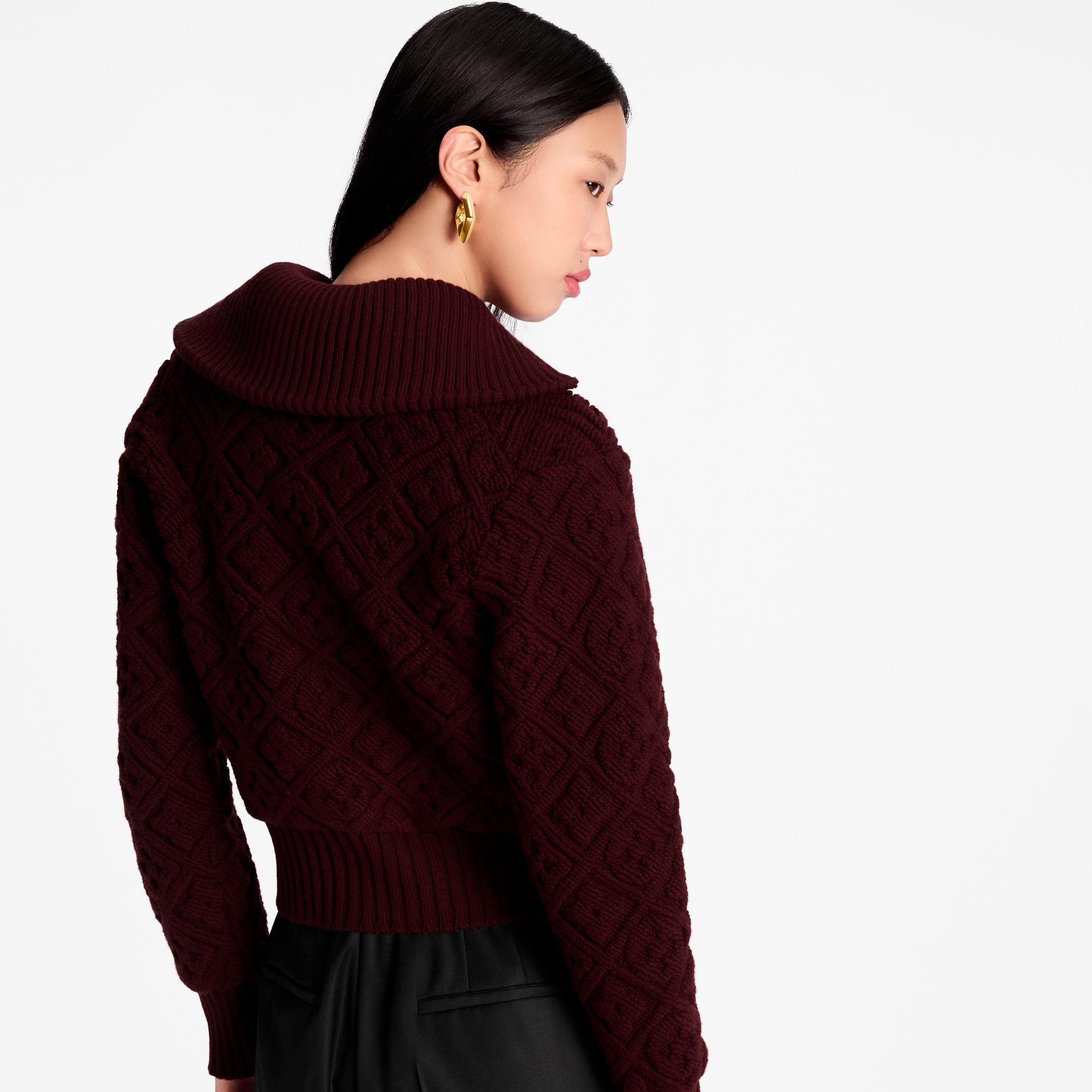 เสื้อแจ็คเก็ตซิปหน้าผ้า Toweling ลาย Monogram Flower  in ผู้หญิง