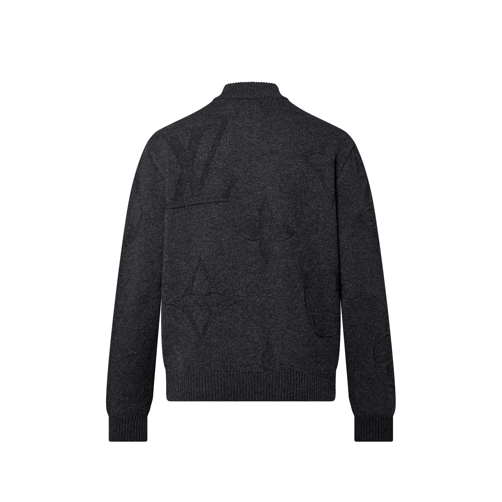 เสื้อพูลโอเวอร์ซิปครึ่งตัวผ้าวูลแจ็คการ์ดลาย Monogram  in ผู้ชาย