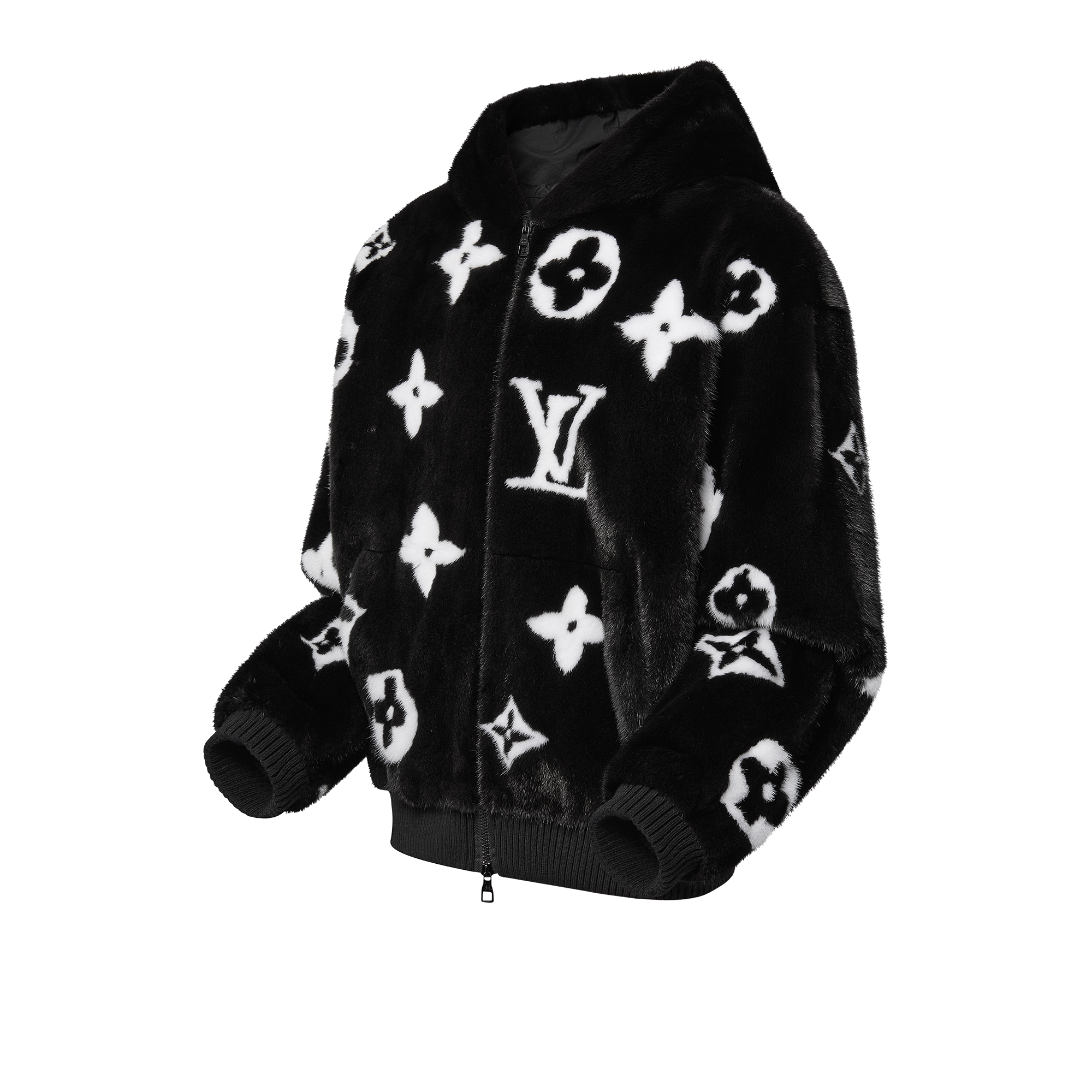 เสื้อฮู้ดขนเฟอร์ซิปหน้าลาย Monogram  in ผู้ชาย