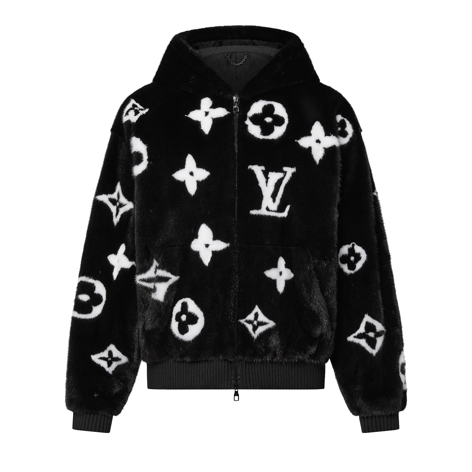 เสื้อฮู้ดขนเฟอร์ซิปหน้าลาย Monogram  in ผู้ชาย