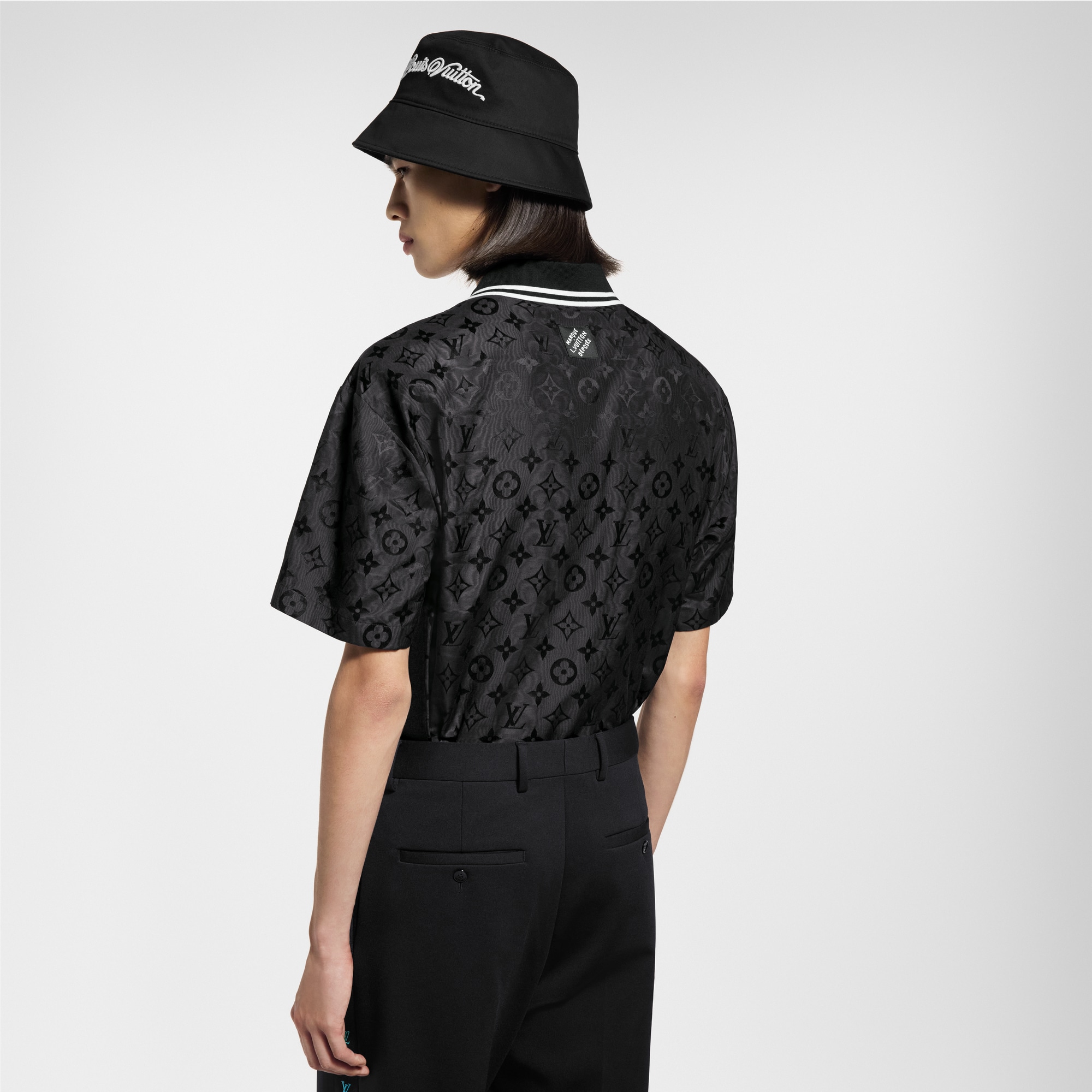เสื้อเชิ้ตแขนสั้นผ้าไหมลาย Monogram Moire เทคนิคแจ็คการ์ด  in ผู้ชาย