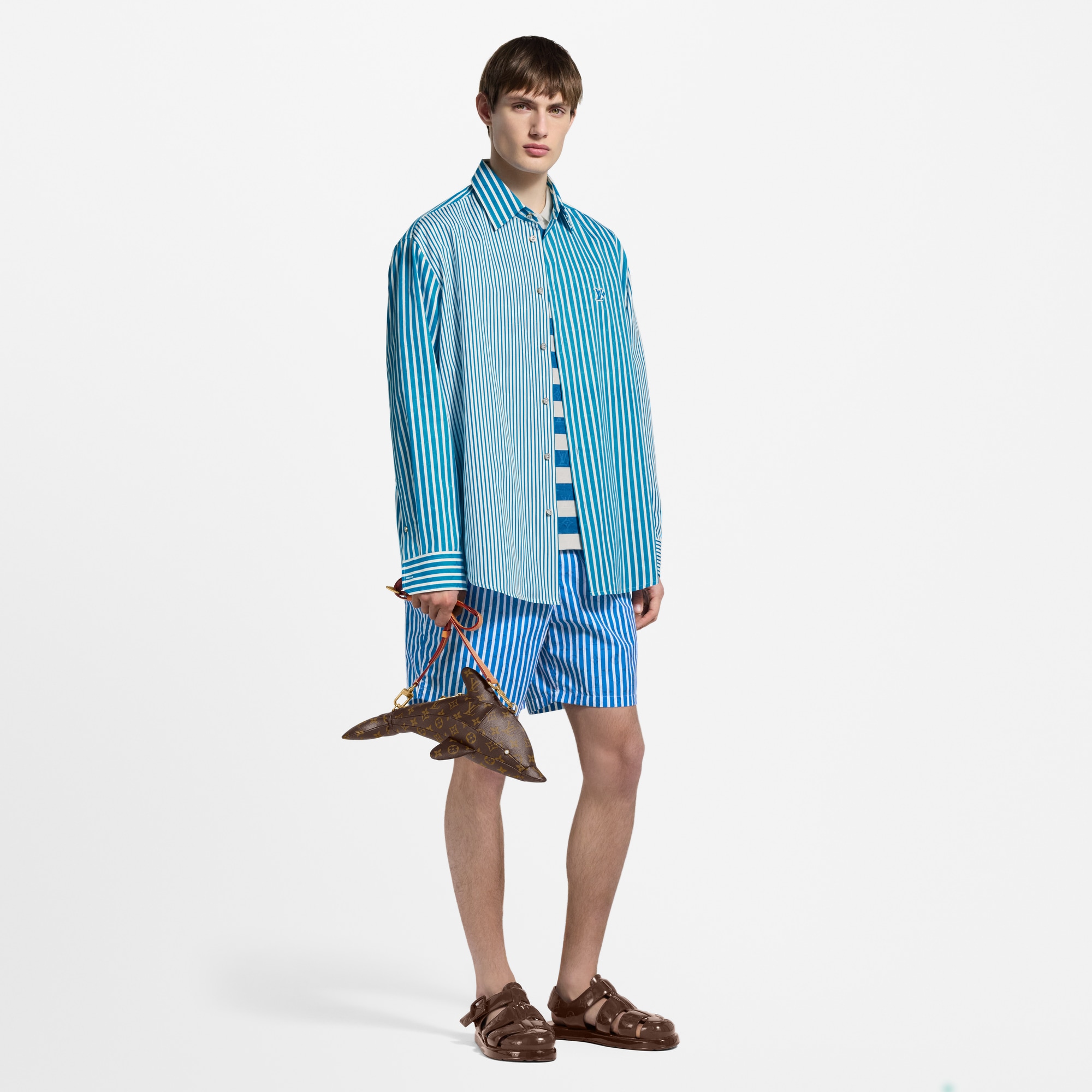 เสื้อเชิ้ตลาย Monogram Striped สไตล์แพตช์เวิร์ก  in ผู้ชาย