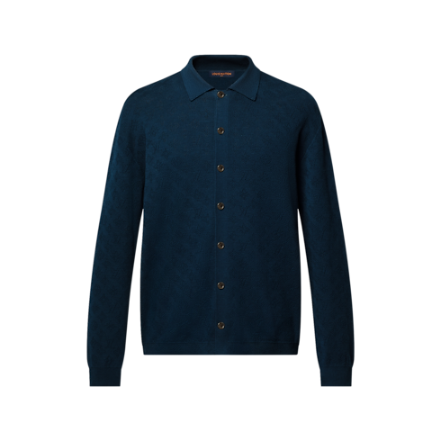 เสื้อโอเวอร์เชิ้ตผ้าคอตตอนลาย Monogram Pointelle in ผู้ชาย's เสื้อผ้า เสื้อผ้าสำหรับผู้ชาย collections by Louis Vuitton (การย่อ/ขยายผลิตภัณฑ์)