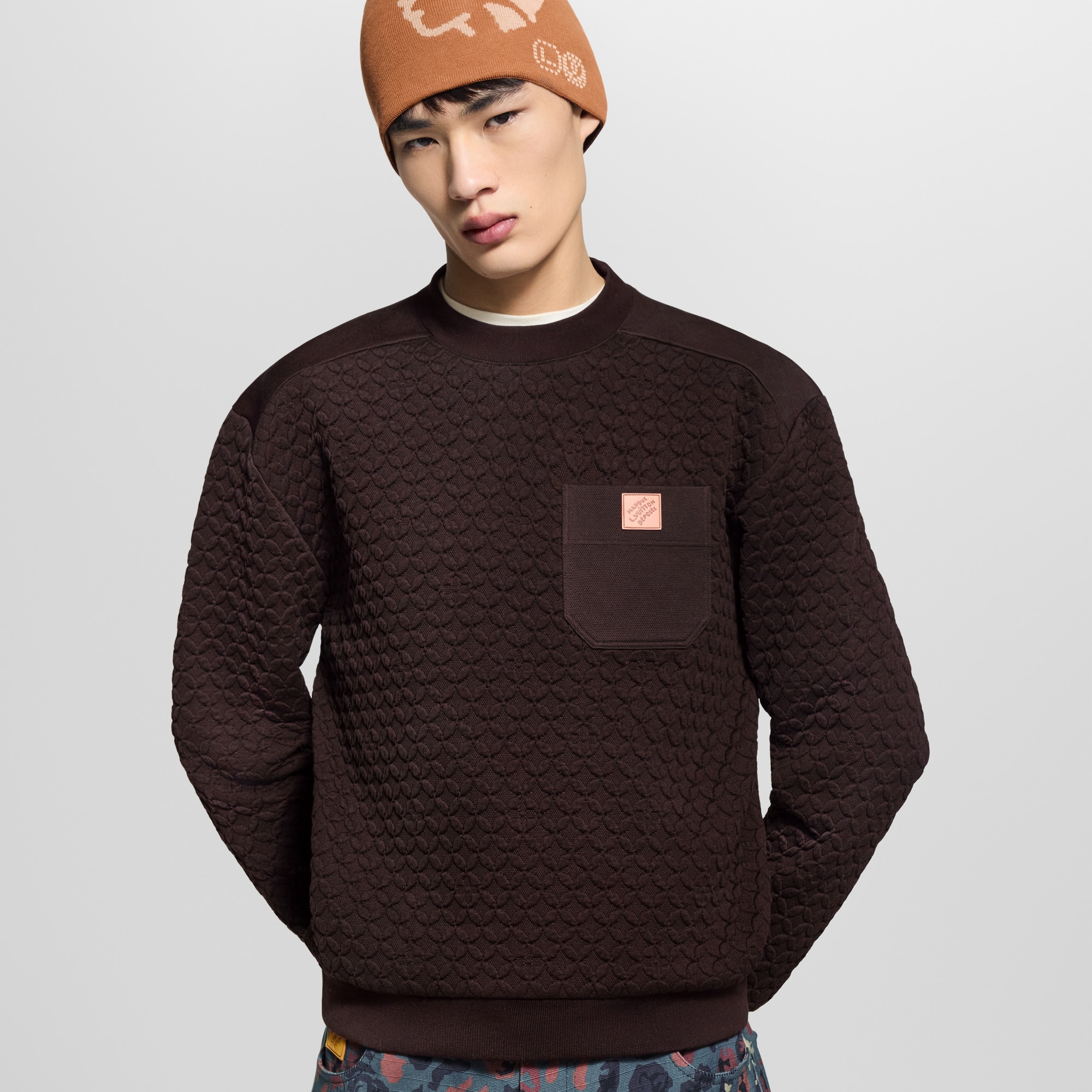 เสื้อสเวตเชิ้ตลาย Monogram แบบควิลต์  in ผู้ชาย