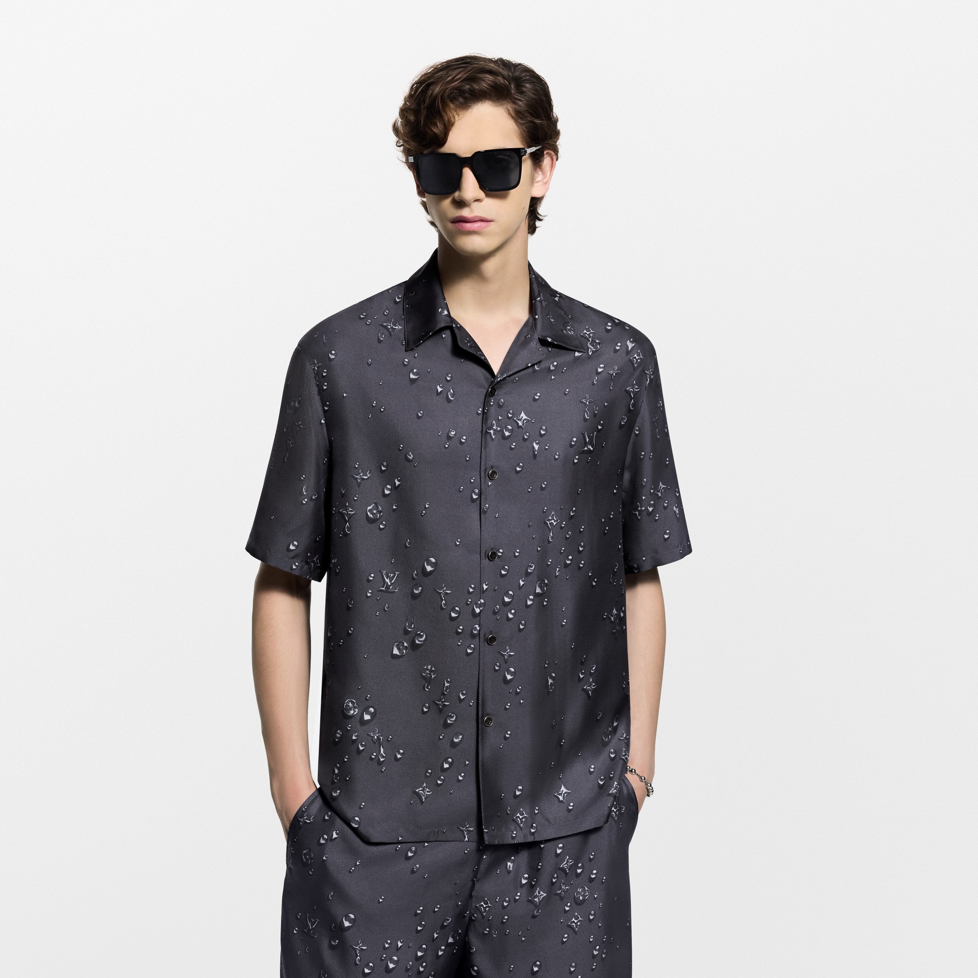 Monogram Short-Sleeved Silk Shirt  in ผู้ชาย