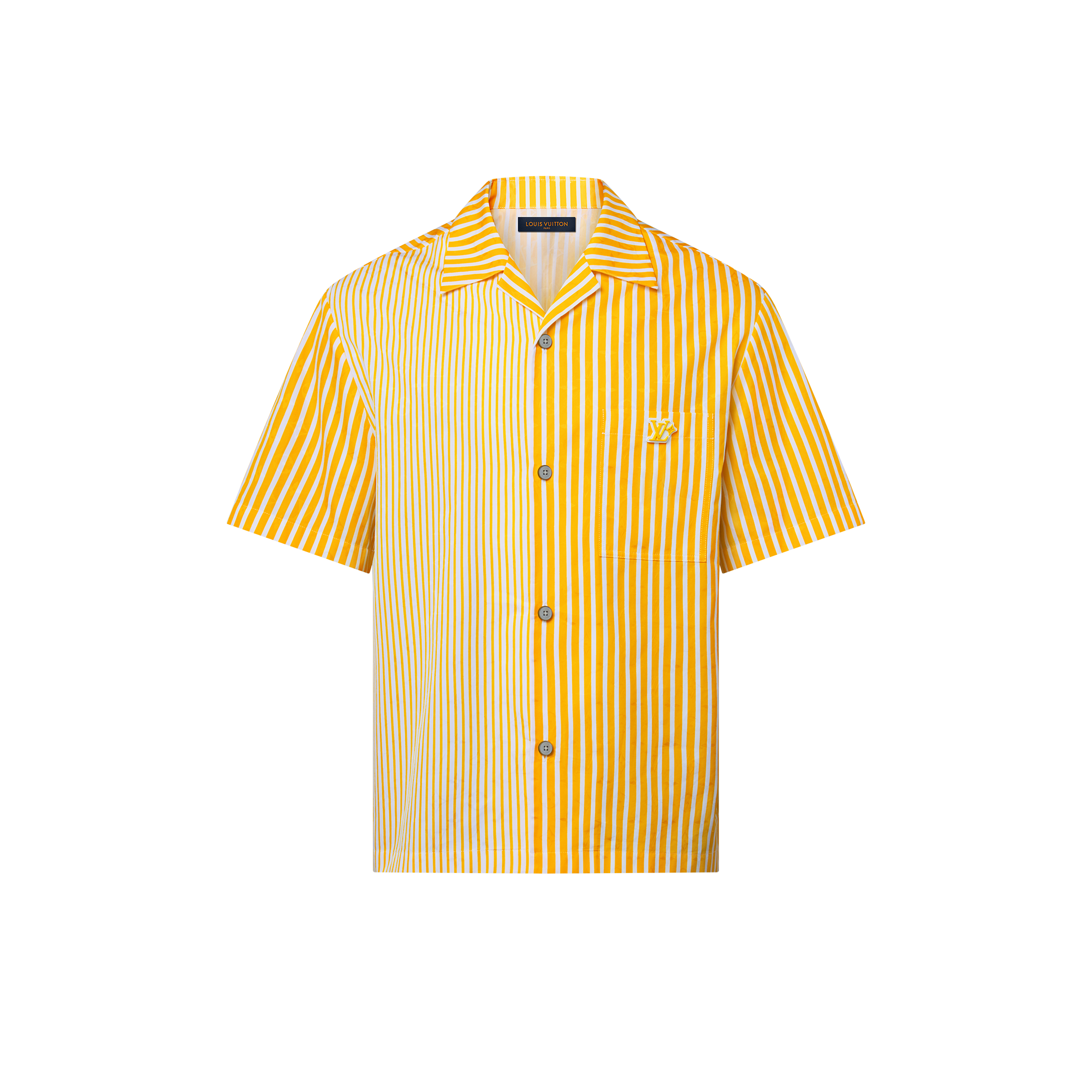 เสื้อเชิ้ตแขนสั้นลาย Monogram Striped สไตล์แพตช์เวิร์ก  in ผู้ชาย