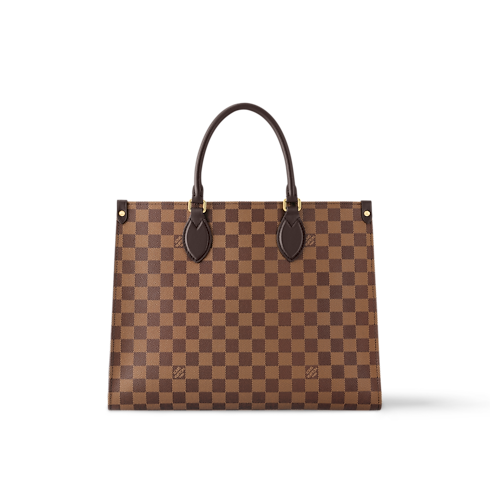 กระเป๋า OnTheGo MM Damier Ebene in กระเป๋าและผลิตภัณฑ์เครื่องหนังขนาดเล็ก's สำหรับผู้หญิง ไอคอนิก collections by Louis Vuitton (การย่อ/ขยายผลิตภัณฑ์)