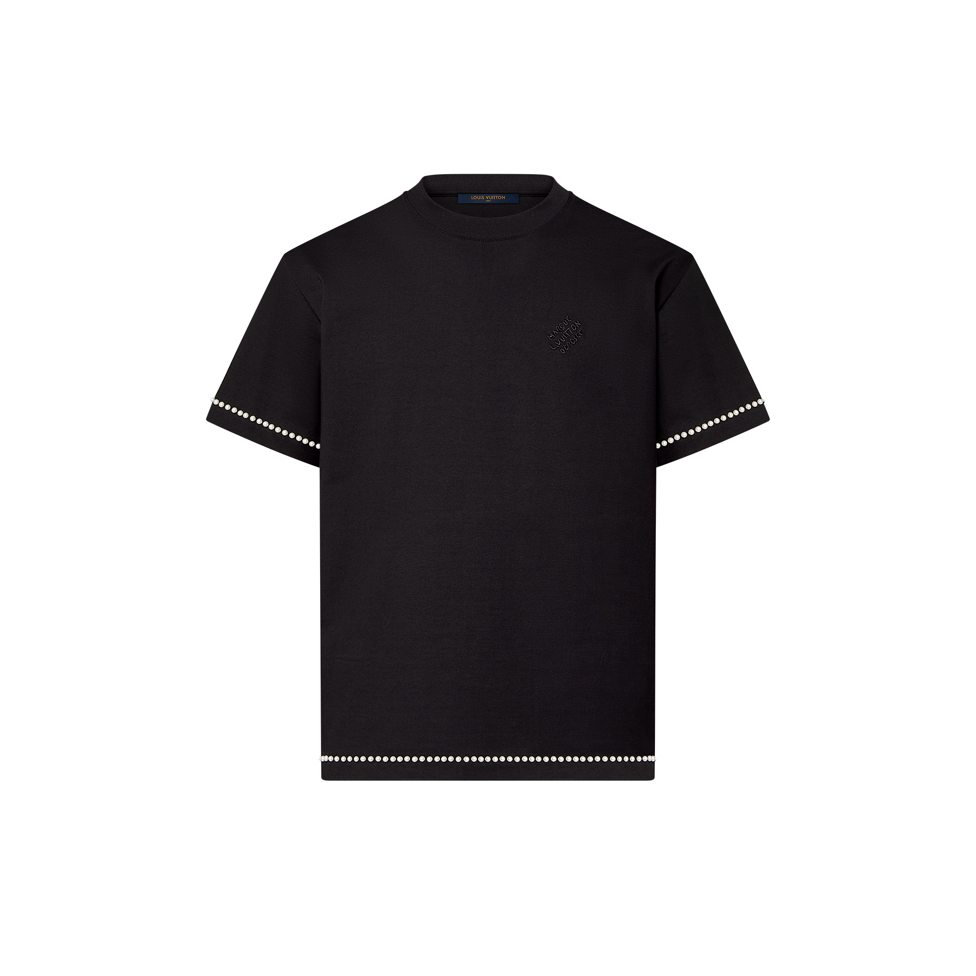 เสื้อยืดผ้าคอตตอนประดับไข่มุก  in ผู้ชาย