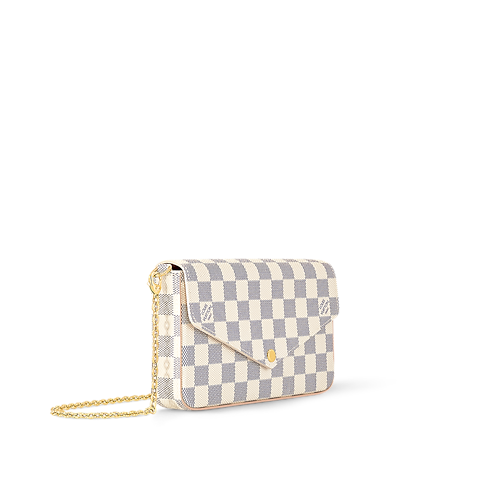 กระเป๋ารุ่น Félicie Pochette Damier Azur แคนวาส in ผู้หญิง's กระเป๋าสตางค์และผลิตภัณฑ์เครื่องหนังขนาดเล็ก กระเป๋าสตางค์สะพายข้างสำหรับผู้หญิง collections by Louis Vuitton (การย่อ/ขยายผลิตภัณฑ์)