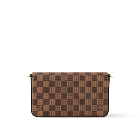 กระเป๋ารุ่น Félicie Pochette Damier Ebene แคนวาส in ผู้หญิง's กระเป๋าสตางค์และผลิตภัณฑ์เครื่องหนังขนาดเล็ก กระเป๋าสตางค์สะพายข้างสำหรับผู้หญิง collections by Louis Vuitton (การย่อ/ขยายผลิตภัณฑ์)