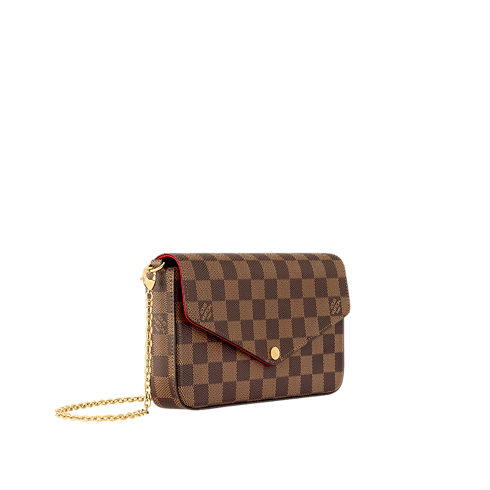 กระเป๋ารุ่น Félicie Pochette Damier Ebene แคนวาส in ผู้หญิง's กระเป๋าสตางค์และผลิตภัณฑ์เครื่องหนังขนาดเล็ก กระเป๋าสตางค์สะพายข้างสำหรับผู้หญิง collections by Louis Vuitton (การย่อ/ขยายผลิตภัณฑ์)