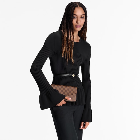 กระเป๋ารุ่น Félicie Pochette Damier Ebene แคนวาส in ผู้หญิง's กระเป๋าสตางค์และผลิตภัณฑ์เครื่องหนังขนาดเล็ก กระเป๋าสตางค์สะพายข้างสำหรับผู้หญิง collections by Louis Vuitton (การย่อ/ขยายผลิตภัณฑ์)