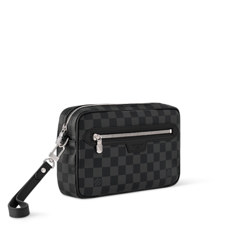 กระเป๋ารุ่น Pochette Kasai Damier Graphite แคนวาส in ผู้ชาย's กระเป๋าสตางค์และผลิตภัณฑ์เครื่องหนังขนาดเล็ก กระเป๋ามินิ collections by Louis Vuitton (การย่อ/ขยายผลิตภัณฑ์)