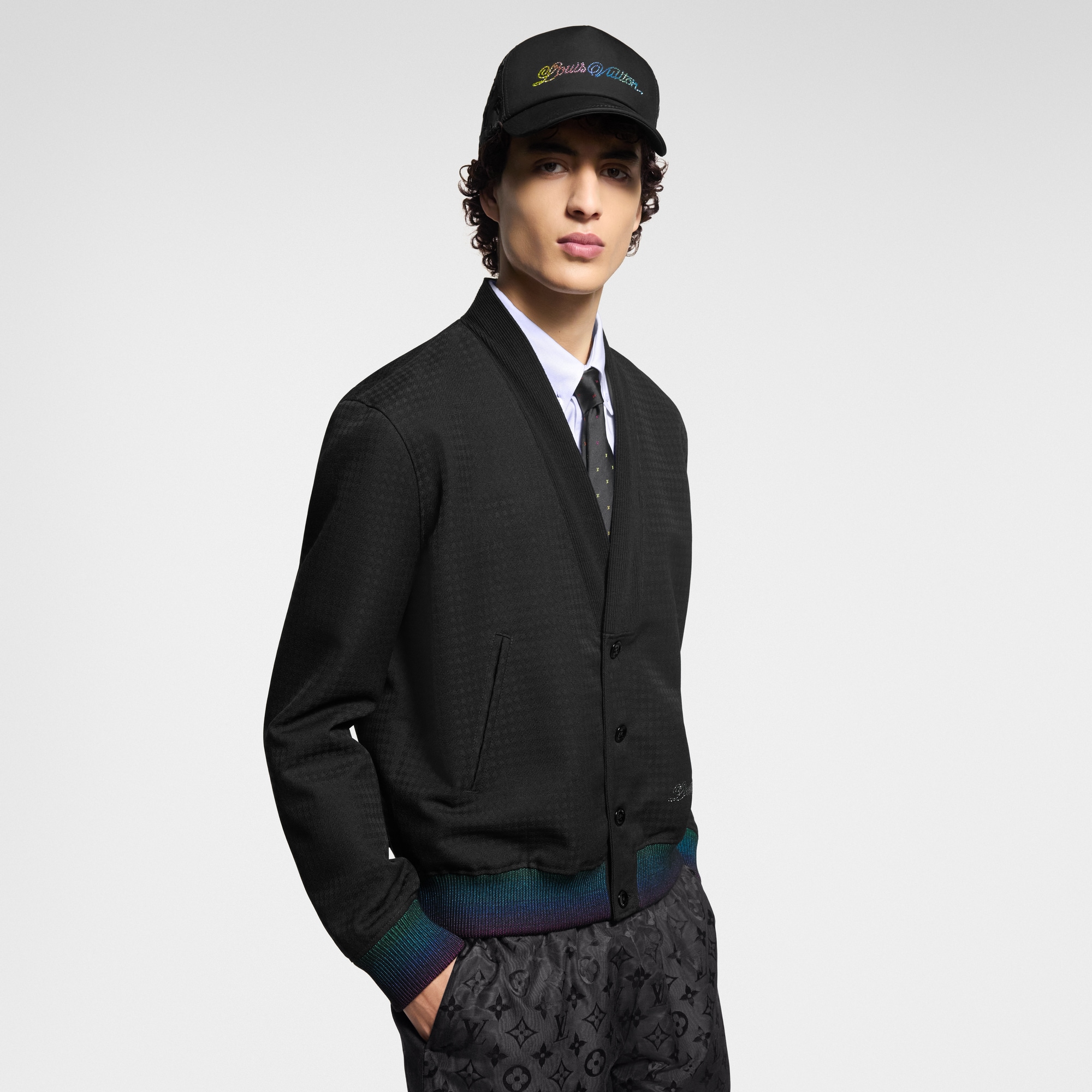 เสื้อแจ็คเก็ตบลูซงคาร์ดิแกนผ้าวูลสไตล์ Preppy  in ผู้ชาย