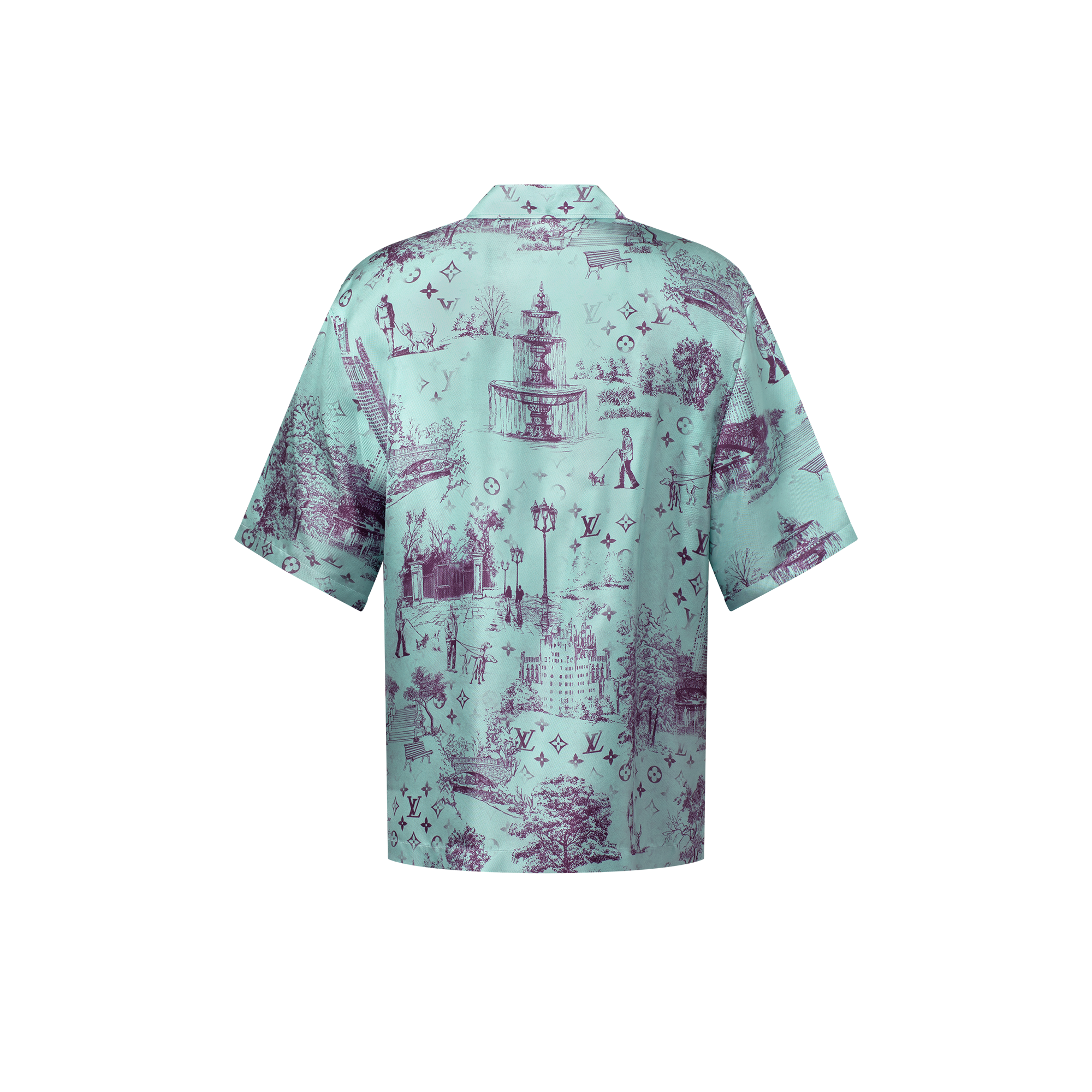เสื้อเชิ้ตแขนสั้นผ้าไหมพิมพ์ลาย  in ผู้ชาย