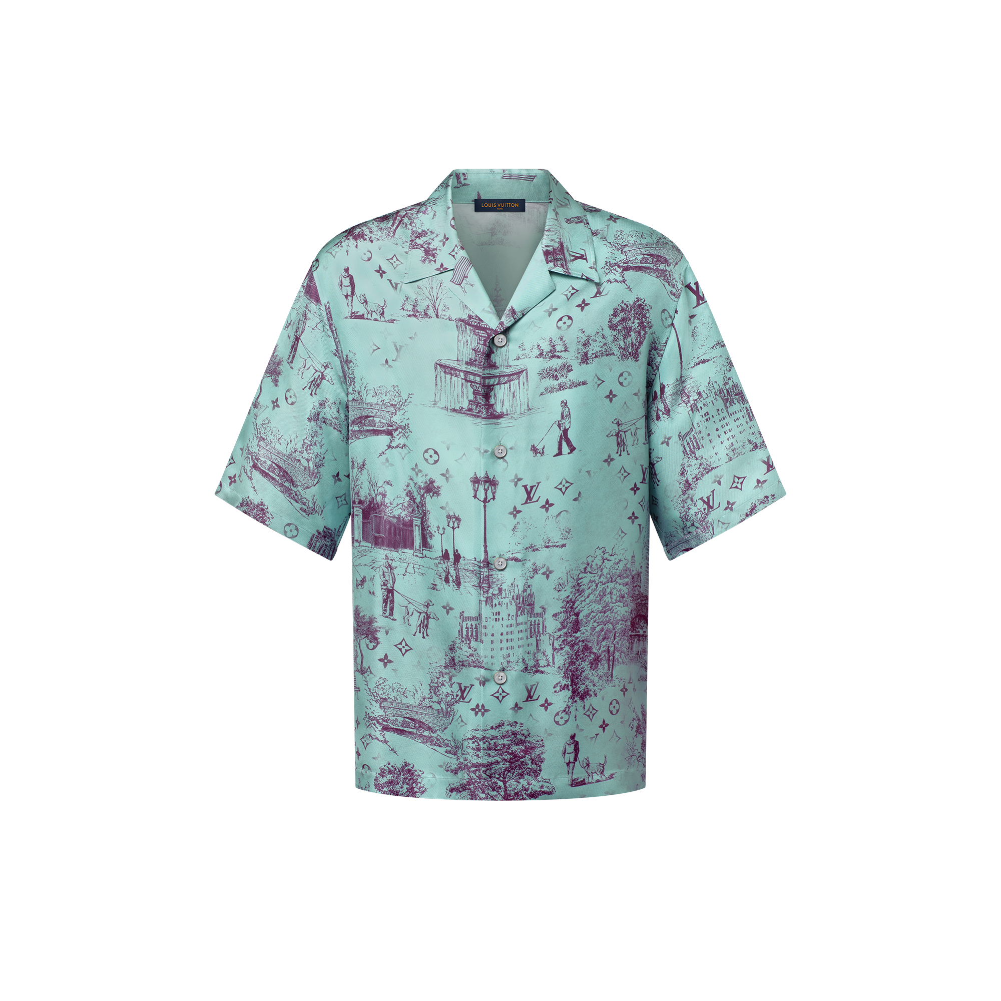 เสื้อเชิ้ตแขนสั้นผ้าไหมพิมพ์ลาย  in ผู้ชาย