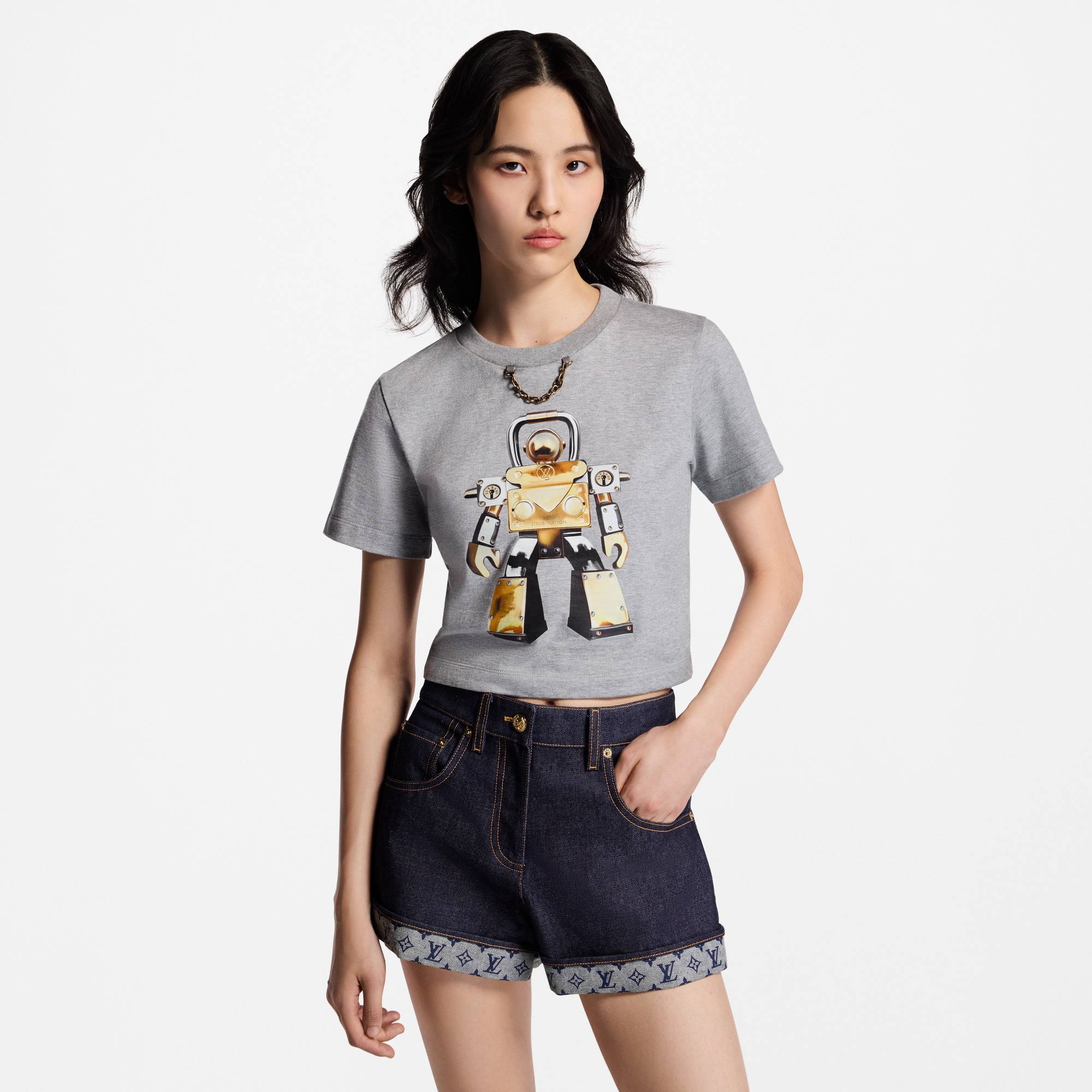 เสื้อครอปลาย Robot  in ผู้หญิง