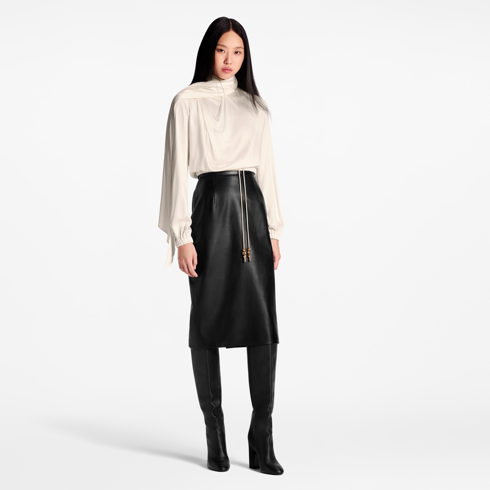 Scarf Collar Long-Sleeved Top  in ผู้หญิง