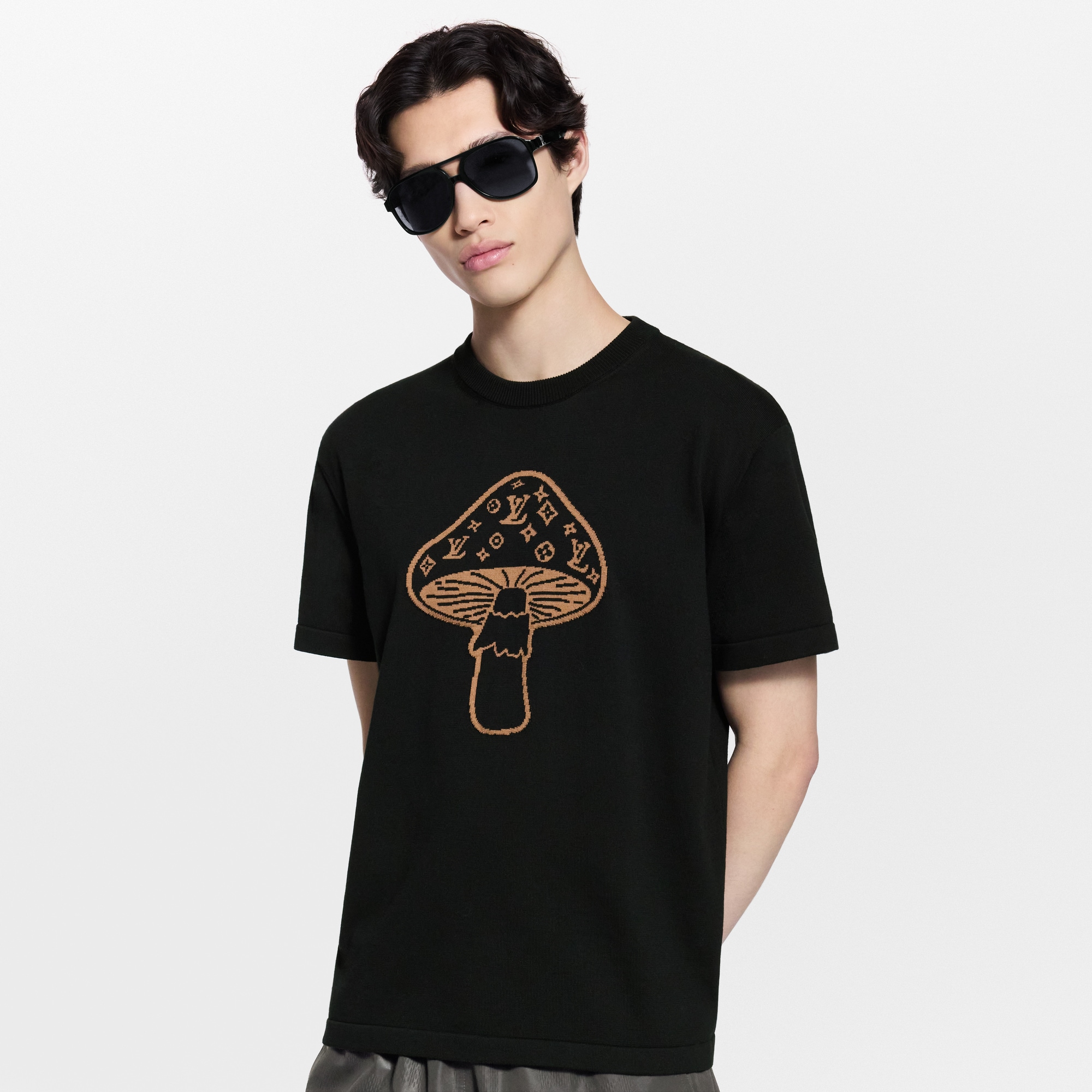 Short-Sleeved Intarsia Crewneck  in ผู้ชาย