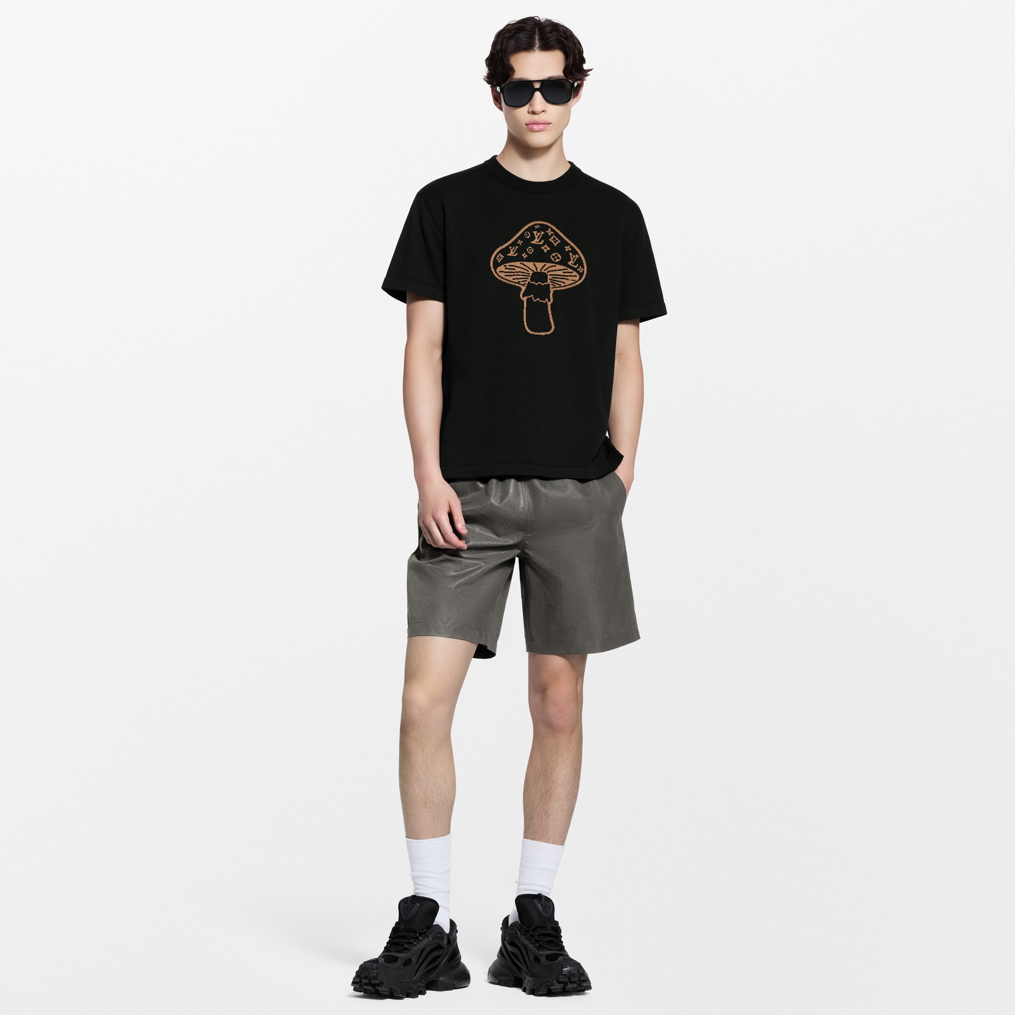 Short-Sleeved Intarsia Crewneck  in ผู้ชาย