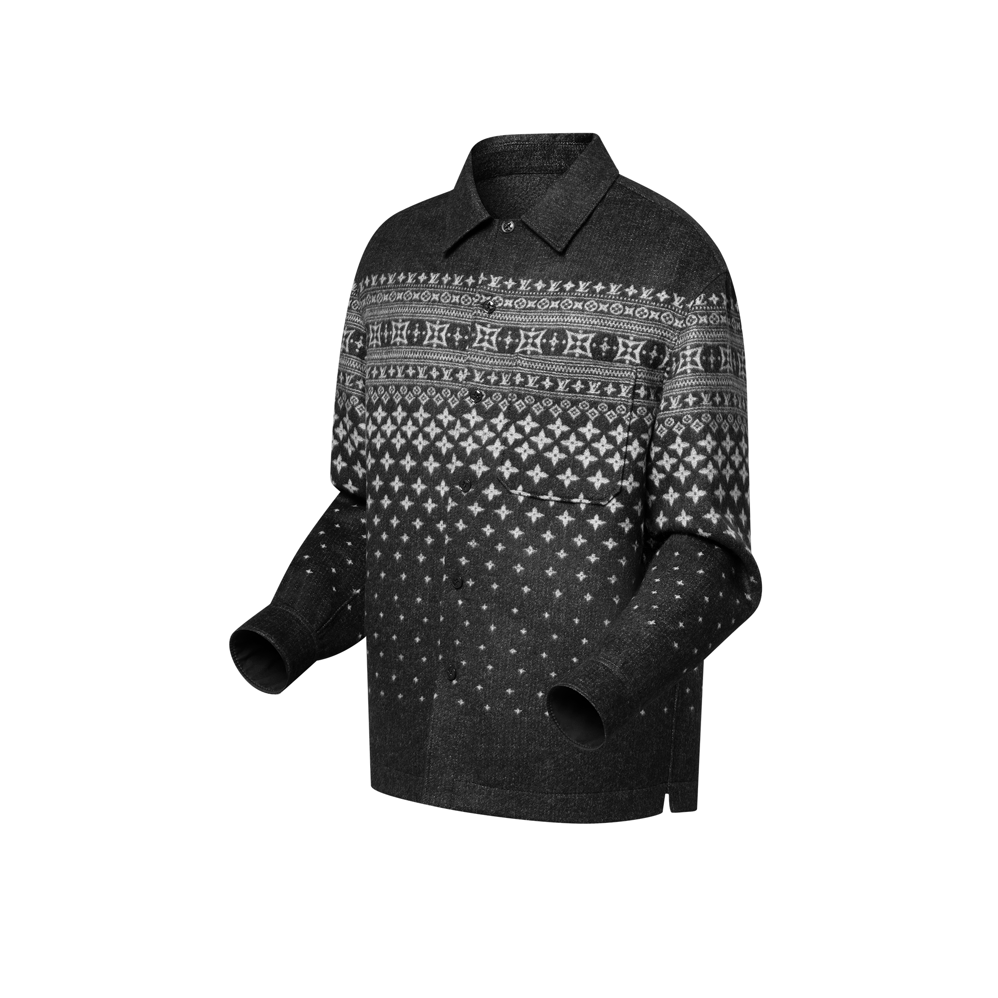เสื้อโอเวอร์เชิ้ตผ้าวูลแจ็คการ์ดผสมแคชเมียร์และผ้าไหมทอสองด้าน  in ผู้ชาย