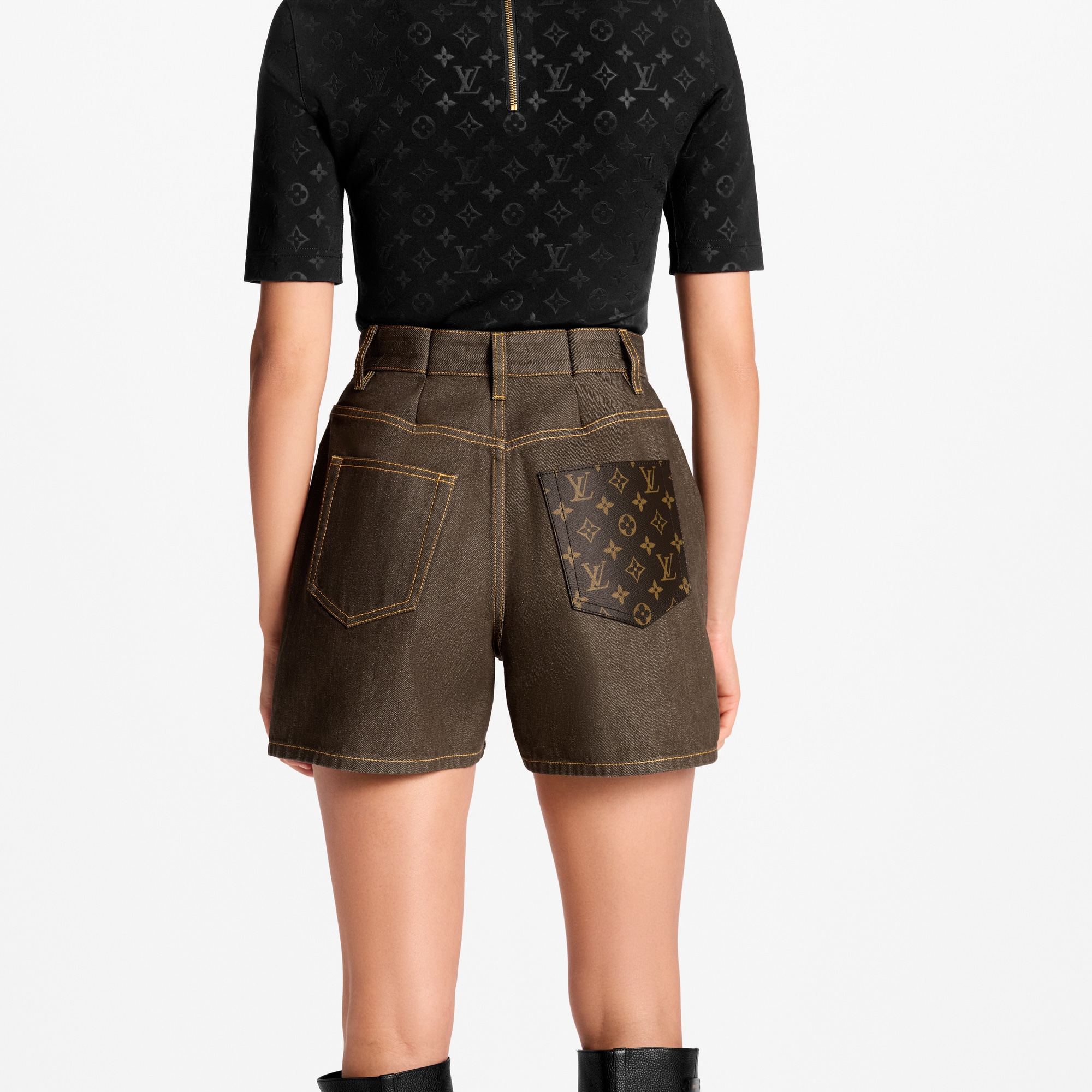 กางเกงขาสั้นเดนิมประดับแพตช์ Speedy  in ผู้หญิง