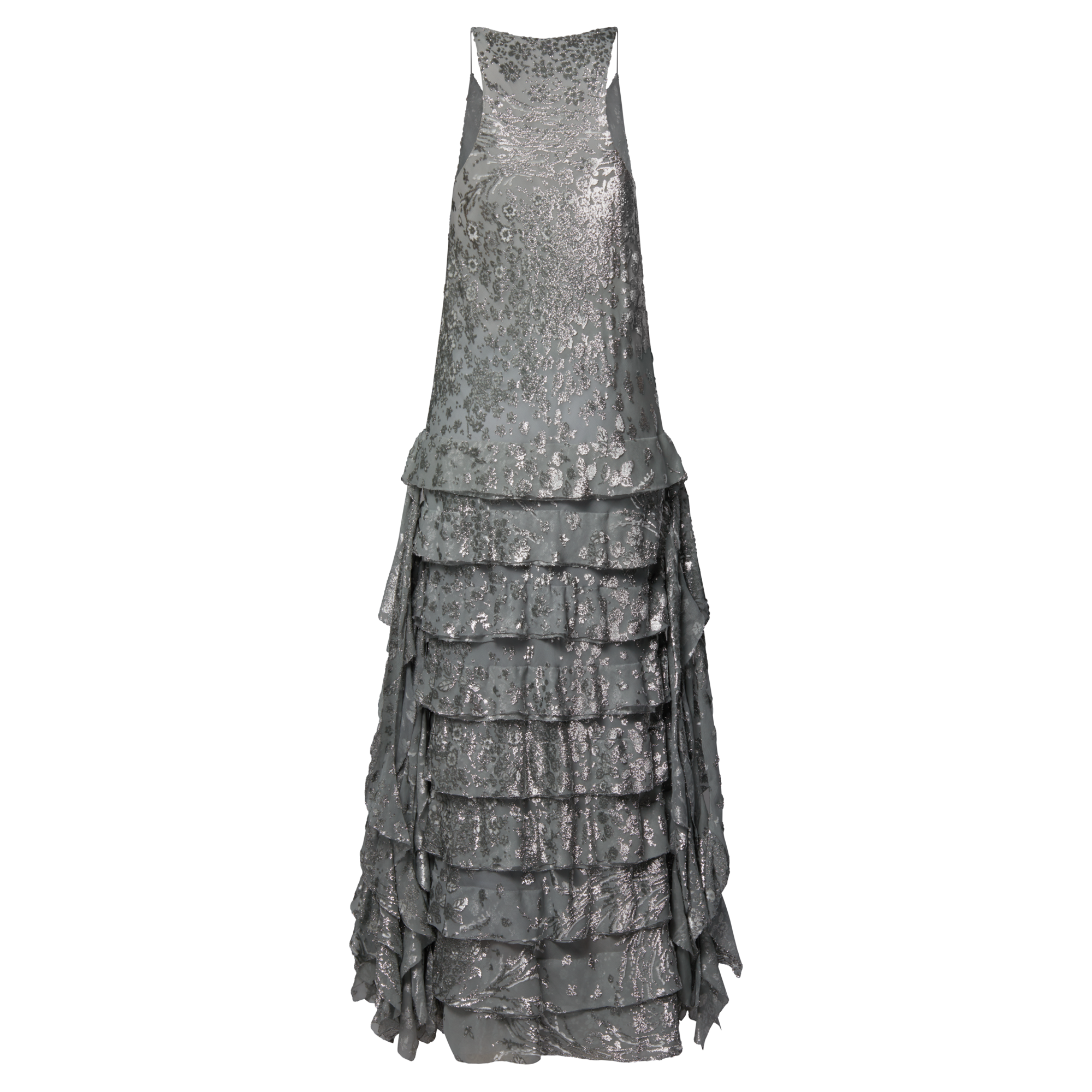 ชุดเดรสยาวสายเดี่ยวพร้อมชายระบาย  in ผู้หญิง