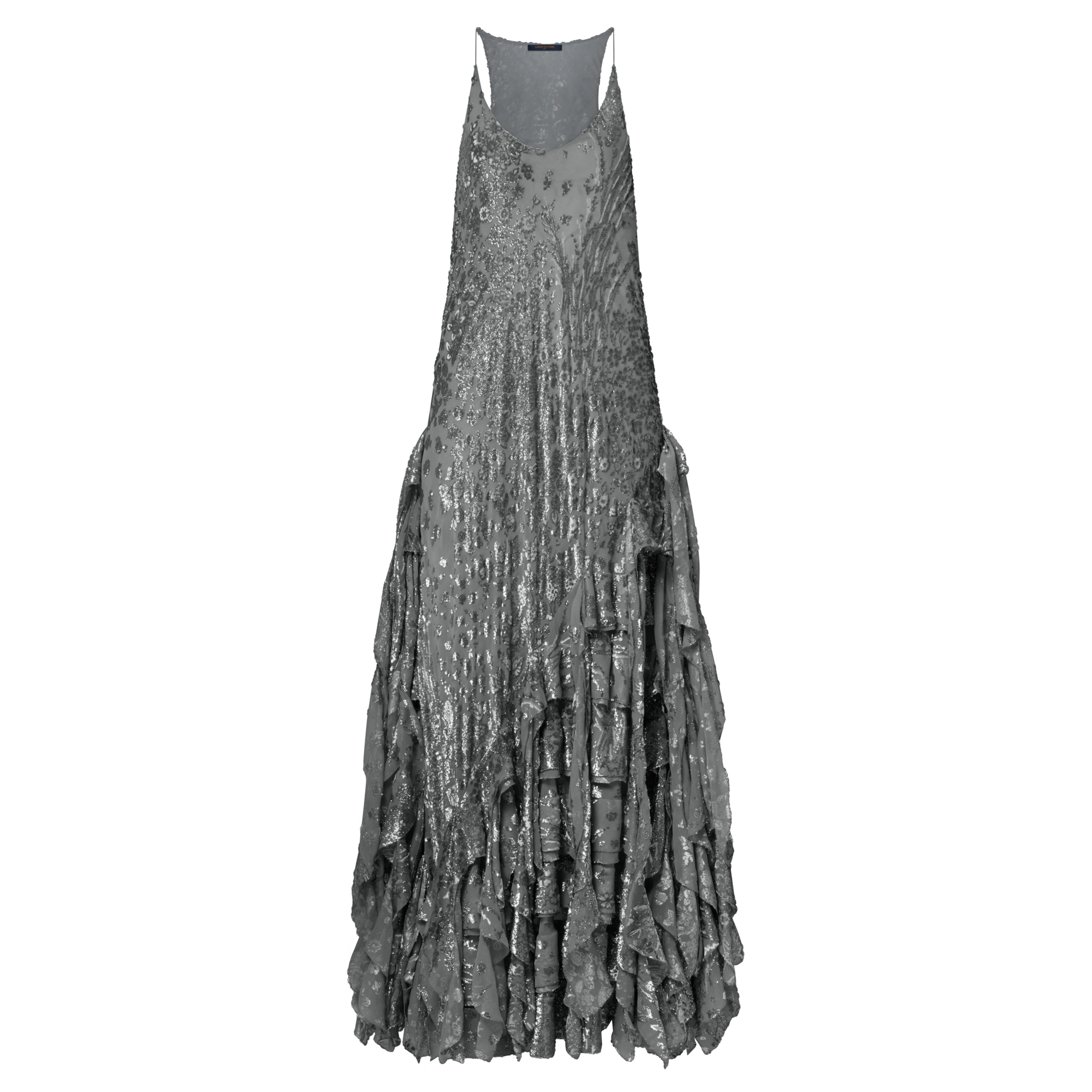 ชุดเดรสยาวสายเดี่ยวพร้อมชายระบาย  in ผู้หญิง