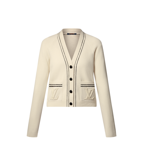 เสื้อคาร์ดิแกนแต่งดีเทลลายทาง in ผู้หญิง's เสื้อผ้า เสื้อสเวตเตอร์กันหนาวสำหรับผู้หญิง collections by Louis Vuitton (การย่อ/ขยายผลิตภัณฑ์)