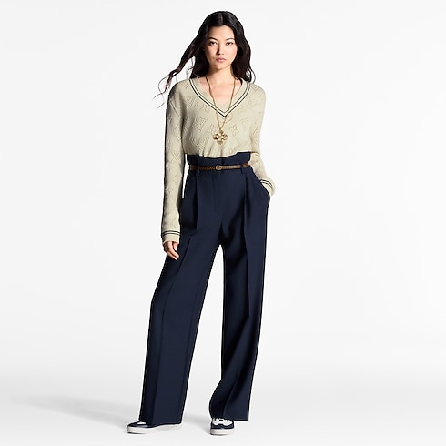 เสื้อพูลโอเวอร์แต่งดีเทลลายทาง in ผู้หญิง's เสื้อผ้า เสื้อสเวตเตอร์กันหนาวสำหรับผู้หญิง collections by Louis Vuitton (การย่อ/ขยายผลิตภัณฑ์)