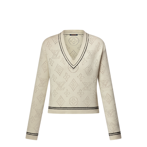 เสื้อพูลโอเวอร์แต่งดีเทลลายทาง in ผู้หญิง's เสื้อผ้า เสื้อสเวตเตอร์กันหนาวสำหรับผู้หญิง collections by Louis Vuitton (การย่อ/ขยายผลิตภัณฑ์)