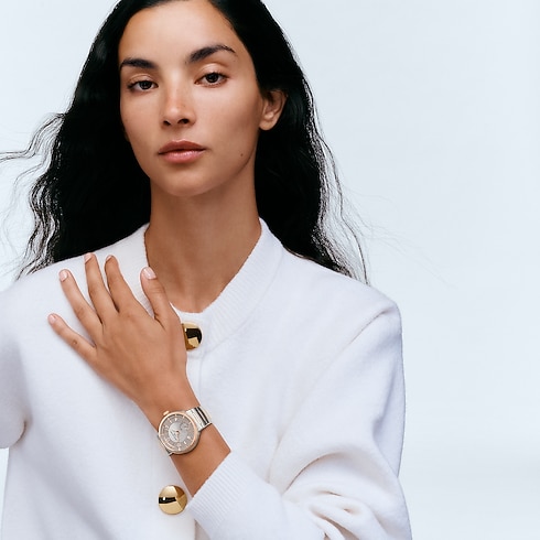 นาฬิการุ่น Tambour ระบบอัตโนมัติ 40 มม. โลหะและพิงค์โกลด์ in นาฬิกา's นาฬิกาข้อมือแบรนด์หรู } collections by Louis Vuitton (การย่อ/ขยายผลิตภัณฑ์)