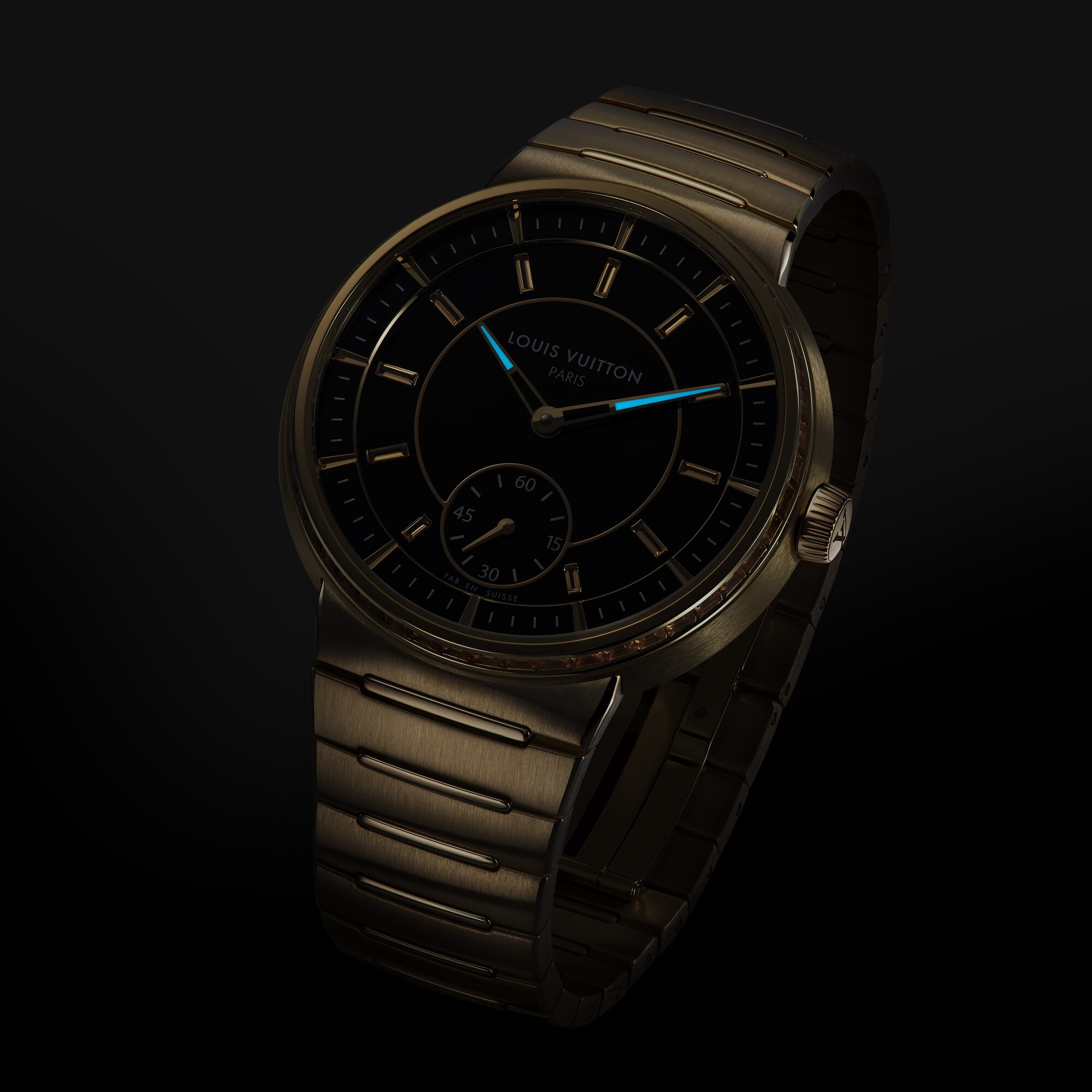 นาฬิการุ่น Tambour ระบบอัตโนมัติ 40 มม. เยลโลว์โกลด์ ออนิกซ์ และแซฟไฟร์  in นาฬิกา