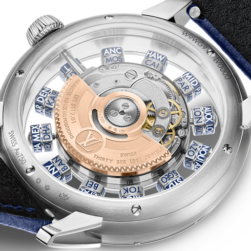 นาฬิการุ่น Tambour Spin Time Air Antipode ระบบอัตโนมัติ 42.5 มม. ไวท์โกลด์ in นาฬิกา's คอลเลกชันทั้งหมด } collections by Louis Vuitton (การย่อ/ขยายผลิตภัณฑ์)