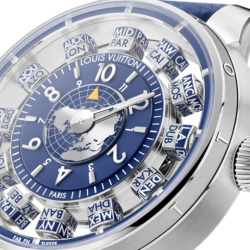 นาฬิการุ่น Tambour Spin Time Air Antipode ระบบอัตโนมัติ 42.5 มม. ไวท์โกลด์ in นาฬิกา's คอลเลกชันทั้งหมด } collections by Louis Vuitton (การย่อ/ขยายผลิตภัณฑ์)