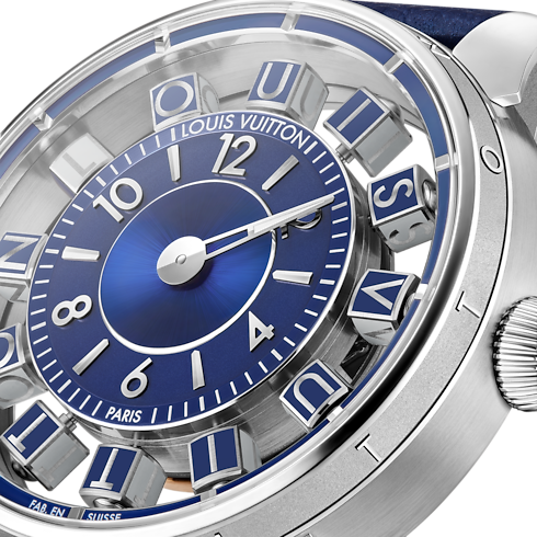 นาฬิการุ่น Tambour Spin Time Air ระบบอัตโนมัติ 42.5 มม. ไวท์โกลด์ in นาฬิกา's คอลเลกชันทั้งหมด } collections by Louis Vuitton (การย่อ/ขยายผลิตภัณฑ์)