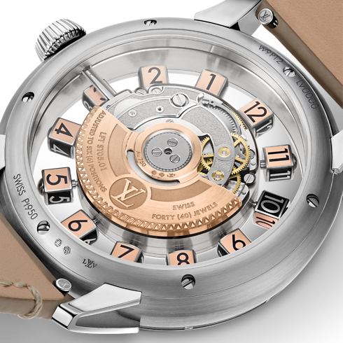นาฬิการุ่น Tambour Spin Time Air Flying Tourbillon ระบบอัตโนมัติ 42.5 มม. แพลทินัม in นาฬิกา's คอลเลกชันทั้งหมด } collections by Louis Vuitton (การย่อ/ขยายผลิตภัณฑ์)