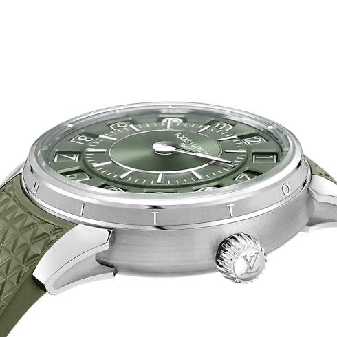 นาฬิการุ่น Tambour Spin Time ระบบอัตโนมัติ 39.5 มม. ไวท์โกลด์ in นาฬิกา's คอลเลกชันทั้งหมด } collections by Louis Vuitton (การย่อ/ขยายผลิตภัณฑ์)