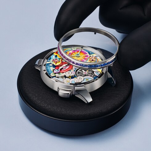 นาฬิการุ่น Tambour Taiko Arty Automata ระบบอัตโนม้ติ 42 มม. ไวท์โกลด์ in นาฬิกา's นาฬิกาข้อมือแบรนด์หรู } collections by Louis Vuitton