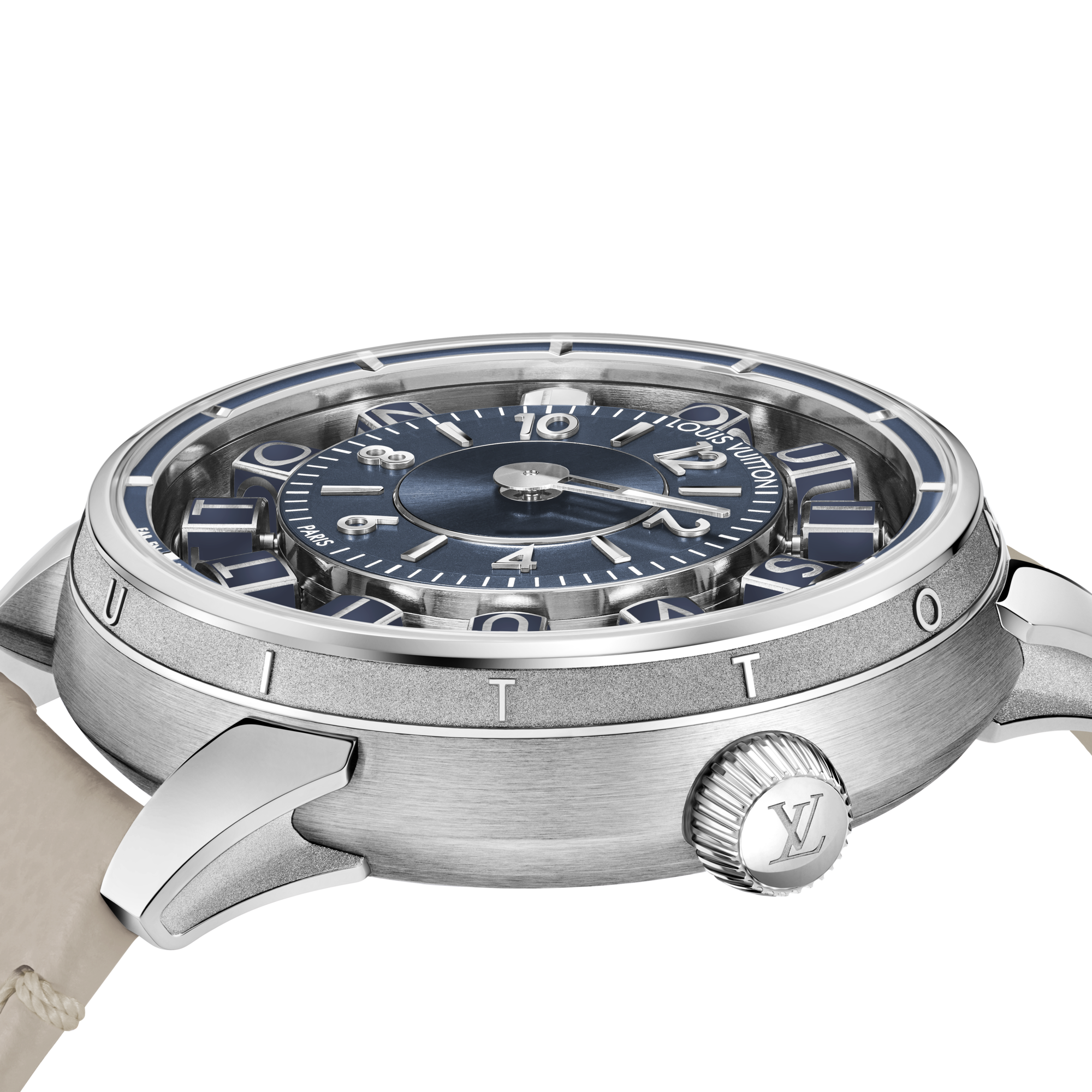 นาฬิการุ่น Tambour Taiko Spin Time Air ระบบอัตโนมัติ 42.5 มม. ไวท์โกลด์  in นาฬิกา