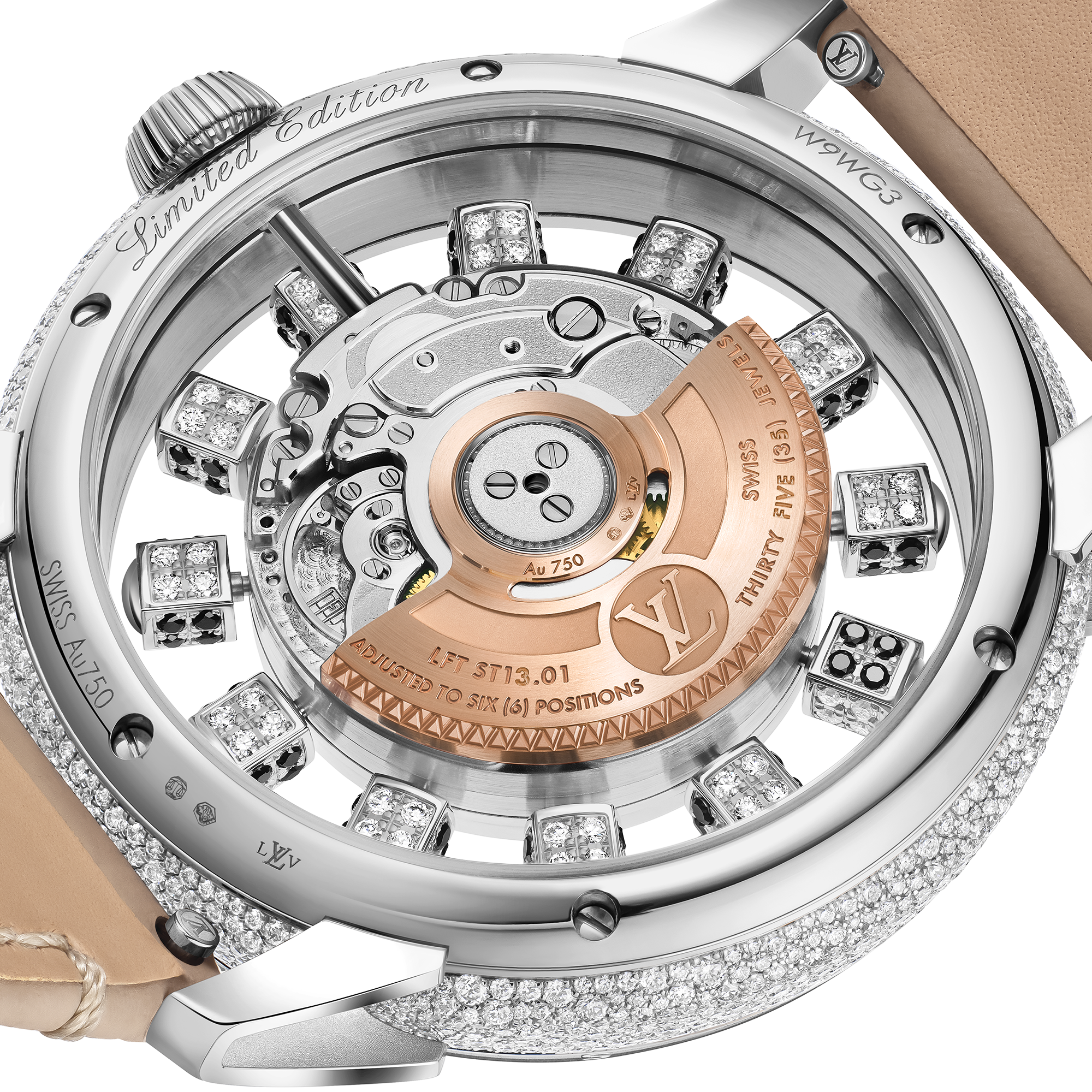 นาฬิการุ่น Tambour Taiko Spin Time Air ระบบอัตโนมัติ 42.5 มม. ไวท์โกลด์ Hawk’s eye และเพชร  in นาฬิกา