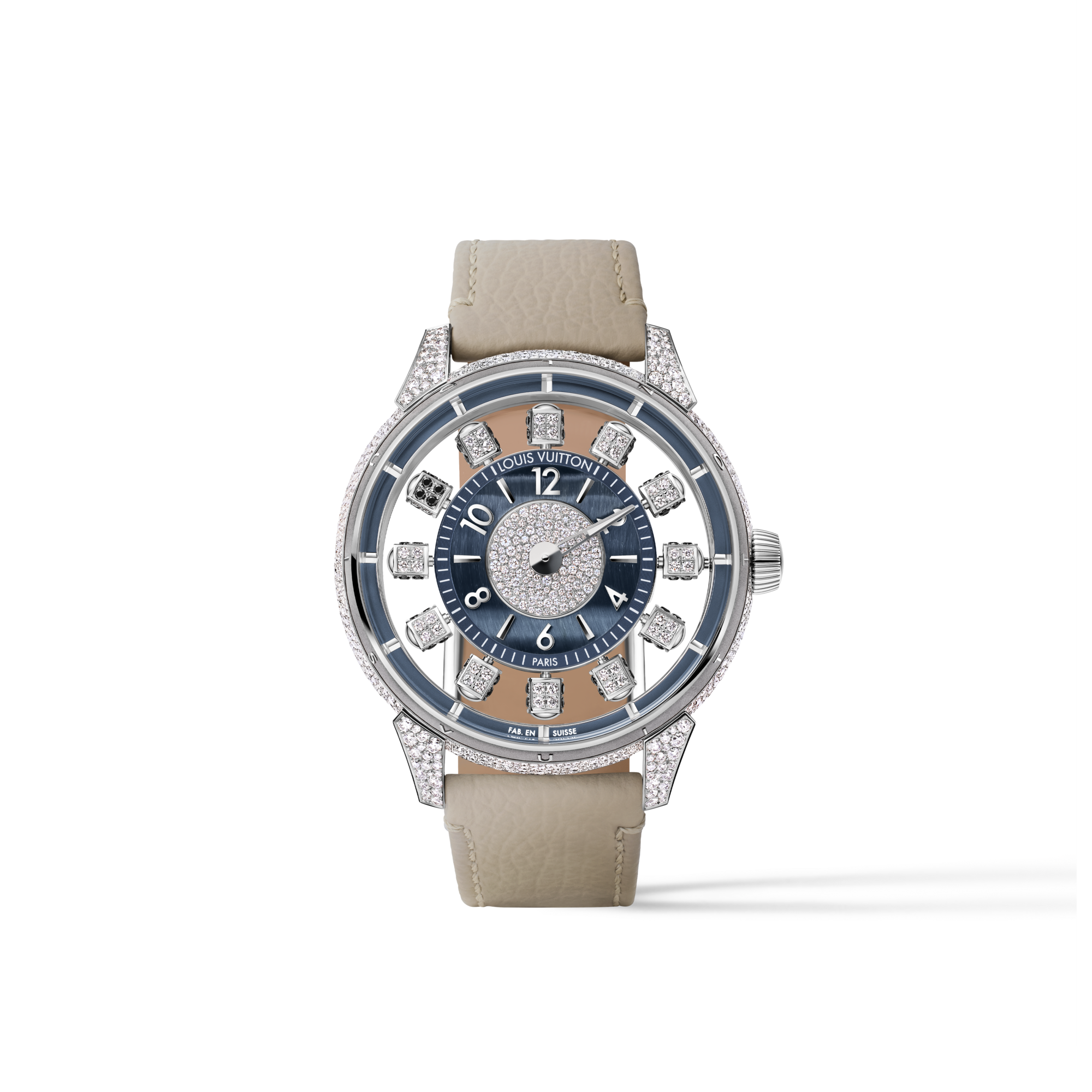 นาฬิการุ่น Tambour Taiko Spin Time Air ระบบอัตโนมัติ 42.5 มม. ไวท์โกลด์ Hawk’s eye และเพชร  in นาฬิกา