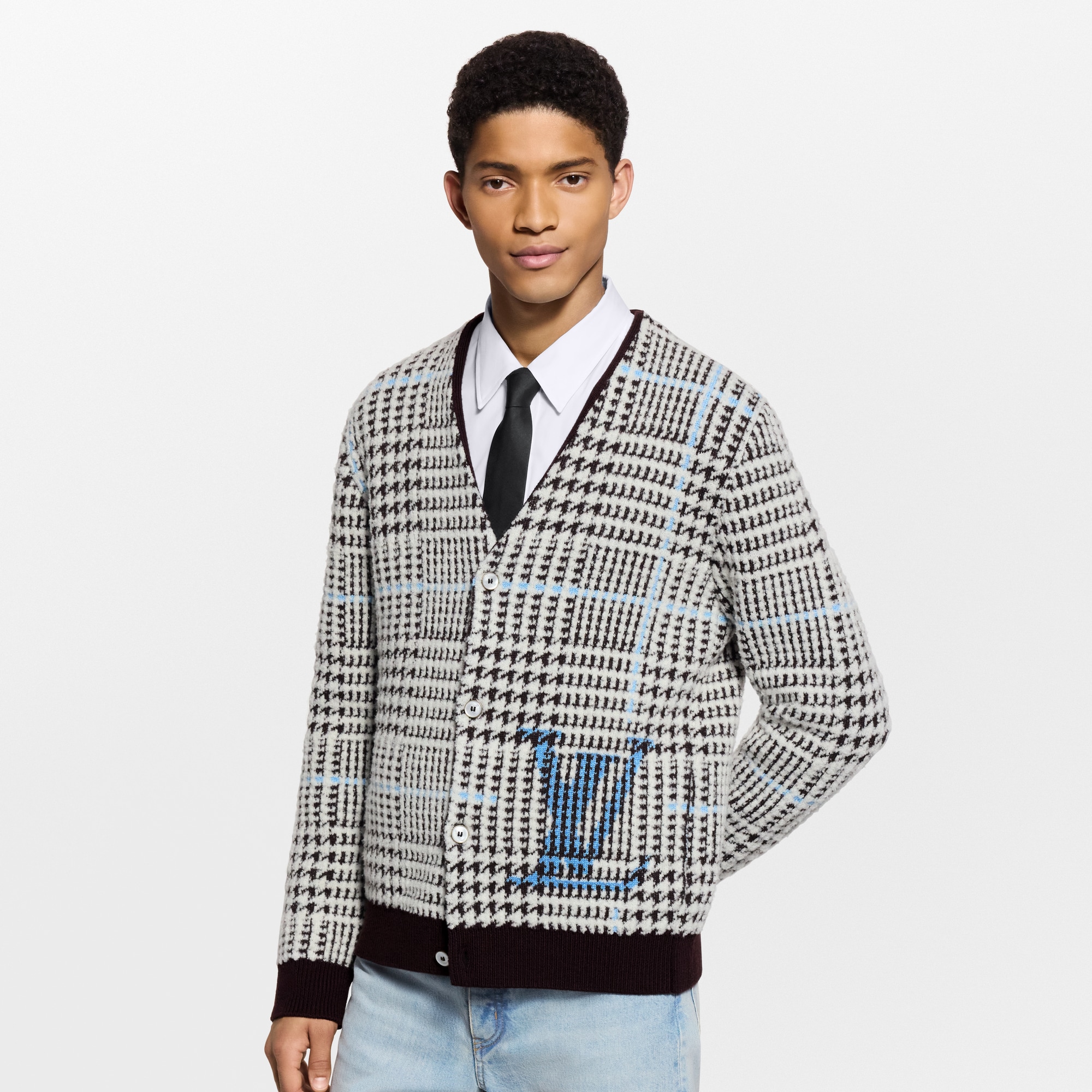 Textured Plaid Cardigan  in ผู้ชาย