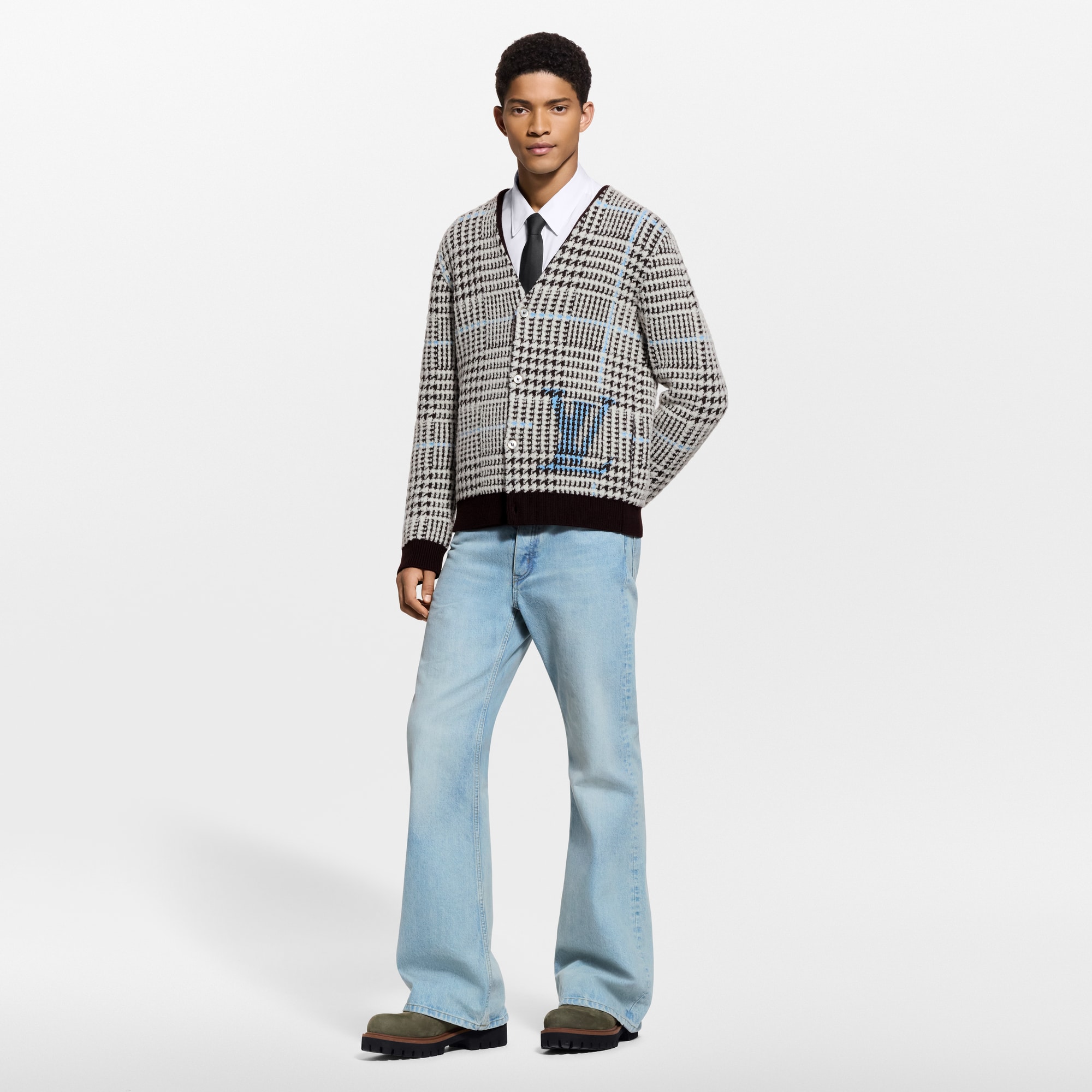 Textured Plaid Cardigan  in ผู้ชาย