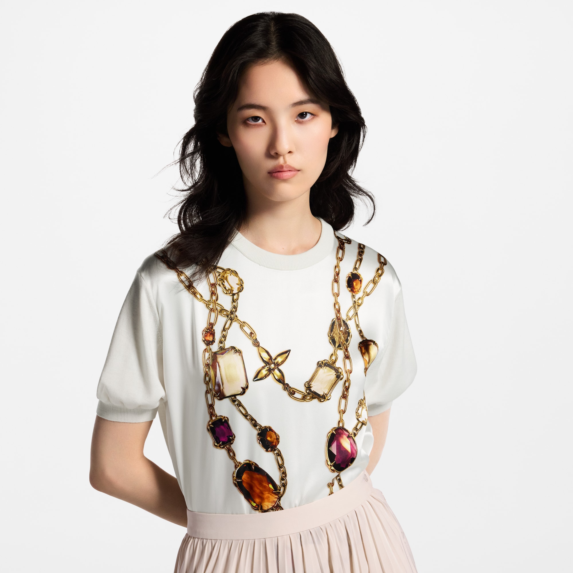 เสื้อถักพิมพ์ลาย Necklace คอเสื้อ Trompe l